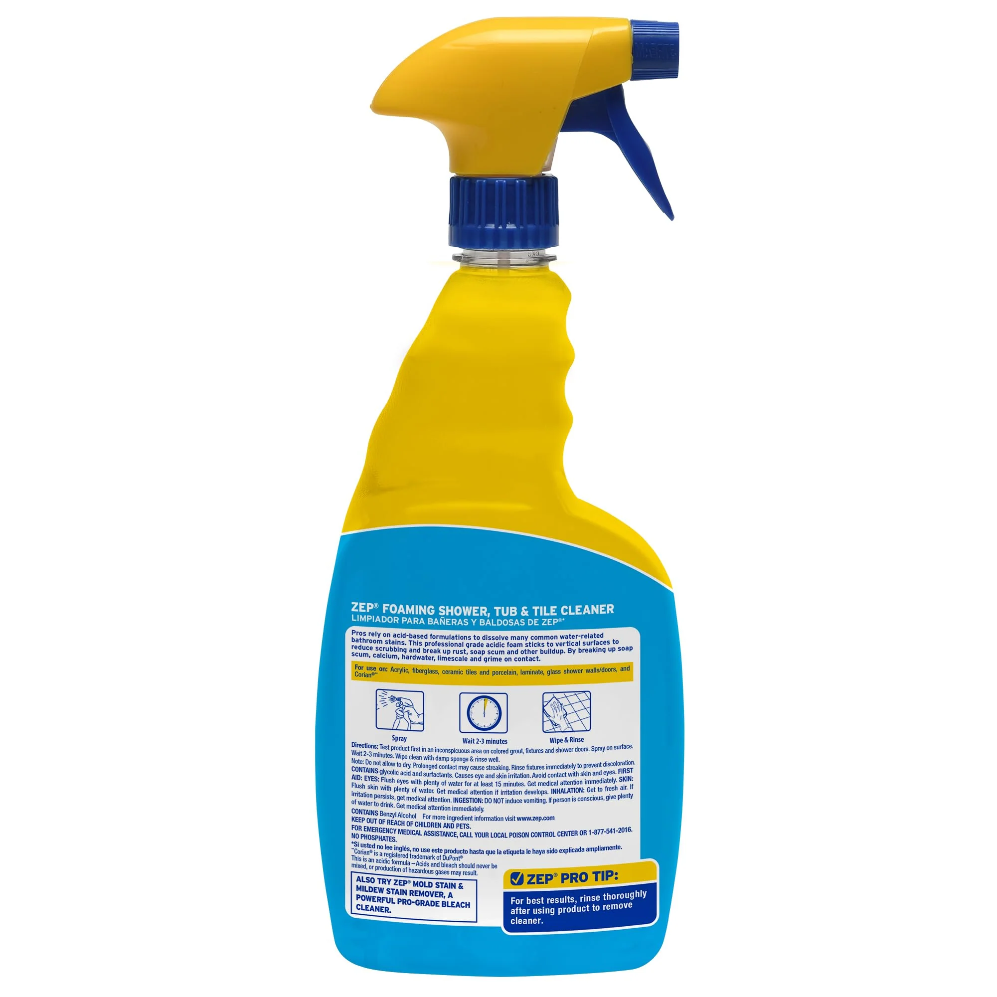 Zep Foaming Shower Tub and Tile Cleaner - 32 oz (Case of 4) ZUPFTT324 - No Scrub Formula, Breaks up Tough Buildup on Contact - Image 8