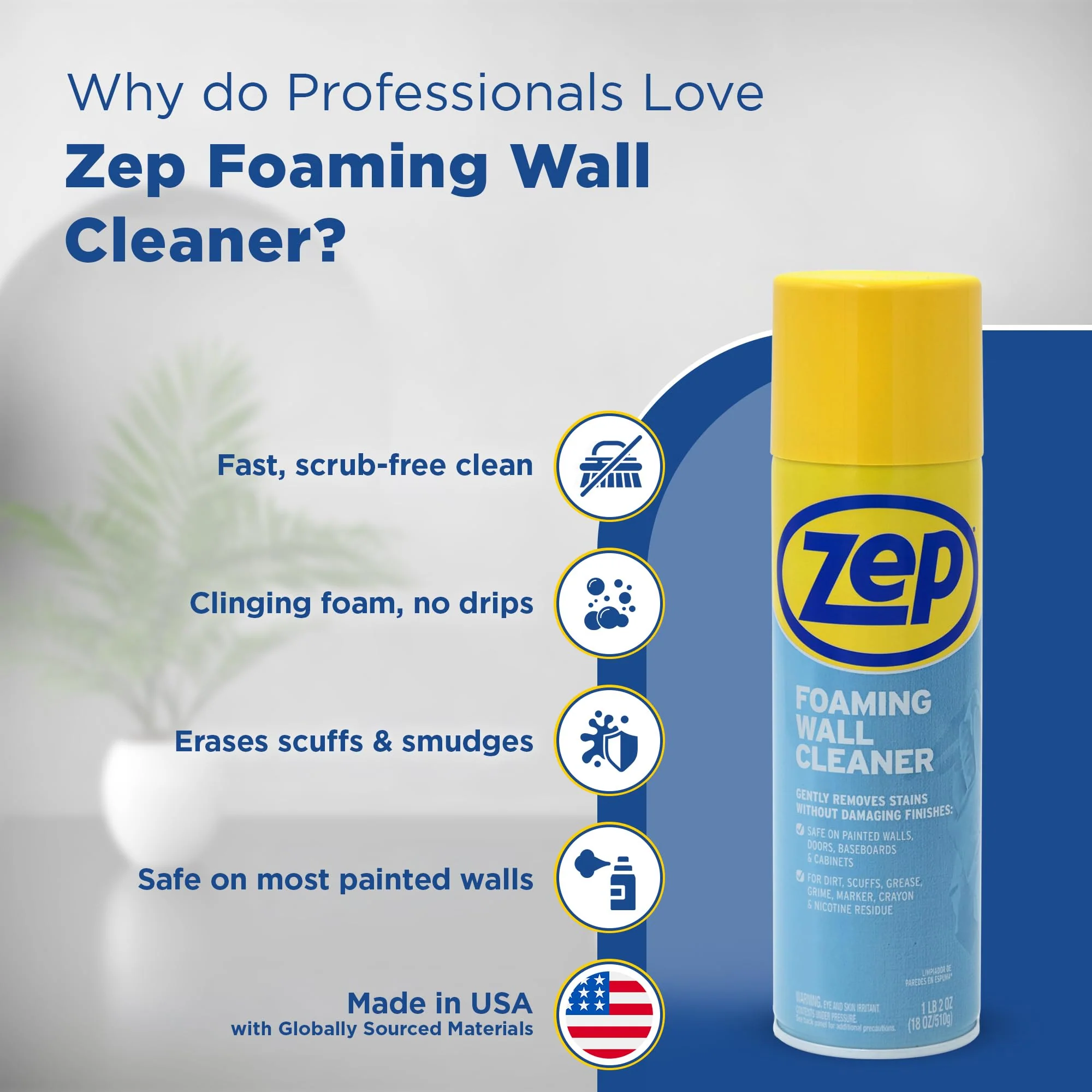 Zep Foaming Wall Cleaner - 18 oz (Case of 4) ZUFWC18 - Removes Stains Without Damaging Finishes - Image 6