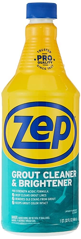Zep Grout Cleaner and Brightener and Easy to Use Handheld Brush - 32 oz (Case of 2) - ZU104632 - Deep Cleaning Formula Removes Old Stains From Grout - Image 2