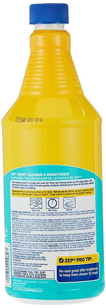 Zep Grout Cleaner and Brightener and Easy to Use Handheld Brush - 32 oz (Case of 2) - ZU104632 - Deep Cleaning Formula Removes Old Stains From Grout - Image 7