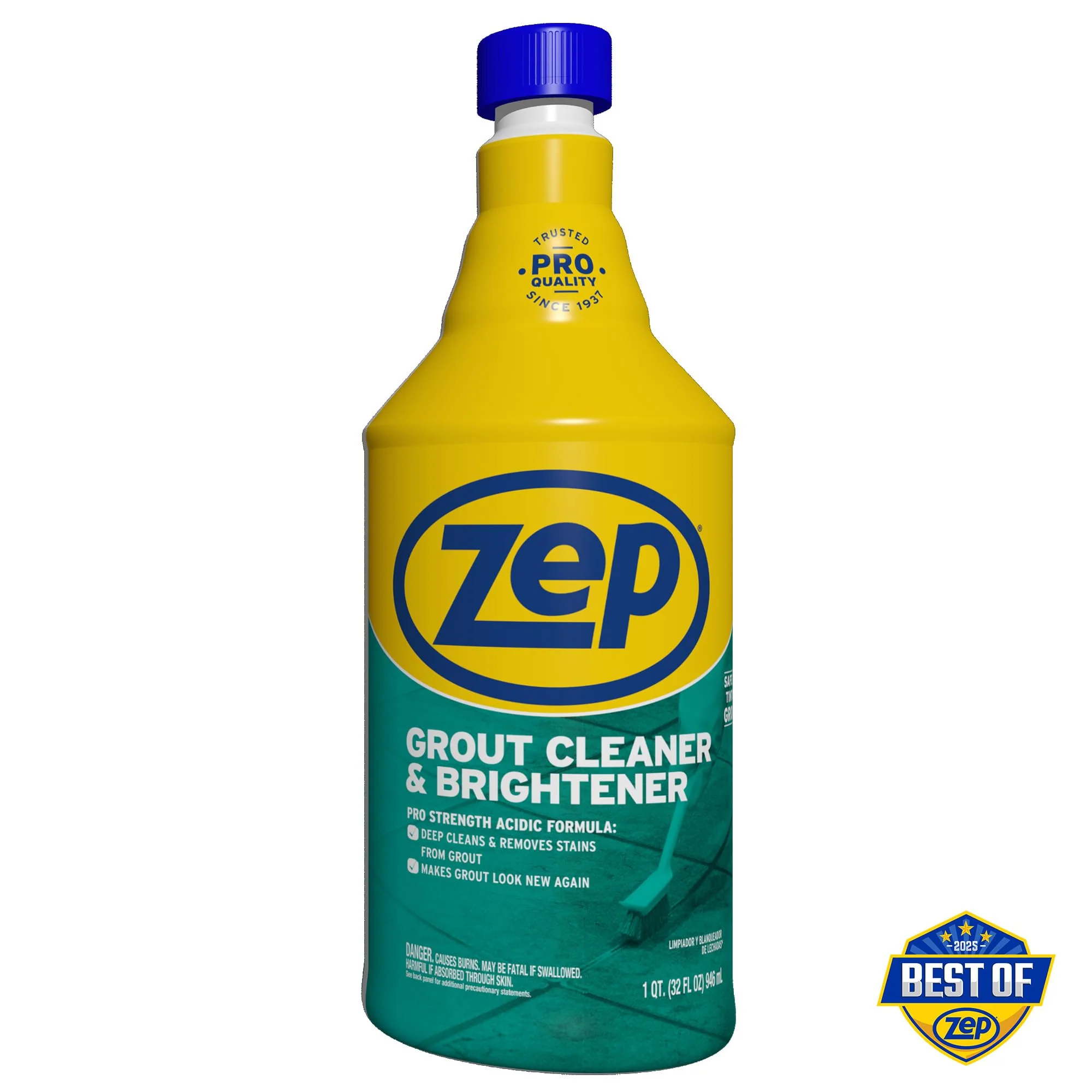 Zep Grout Cleaner and Brightener and Easy to Use Handheld Brush - 32 oz (Case of 2) - ZU104632 - Deep Cleaning Formula Removes Old Stains From Grout - Image 8