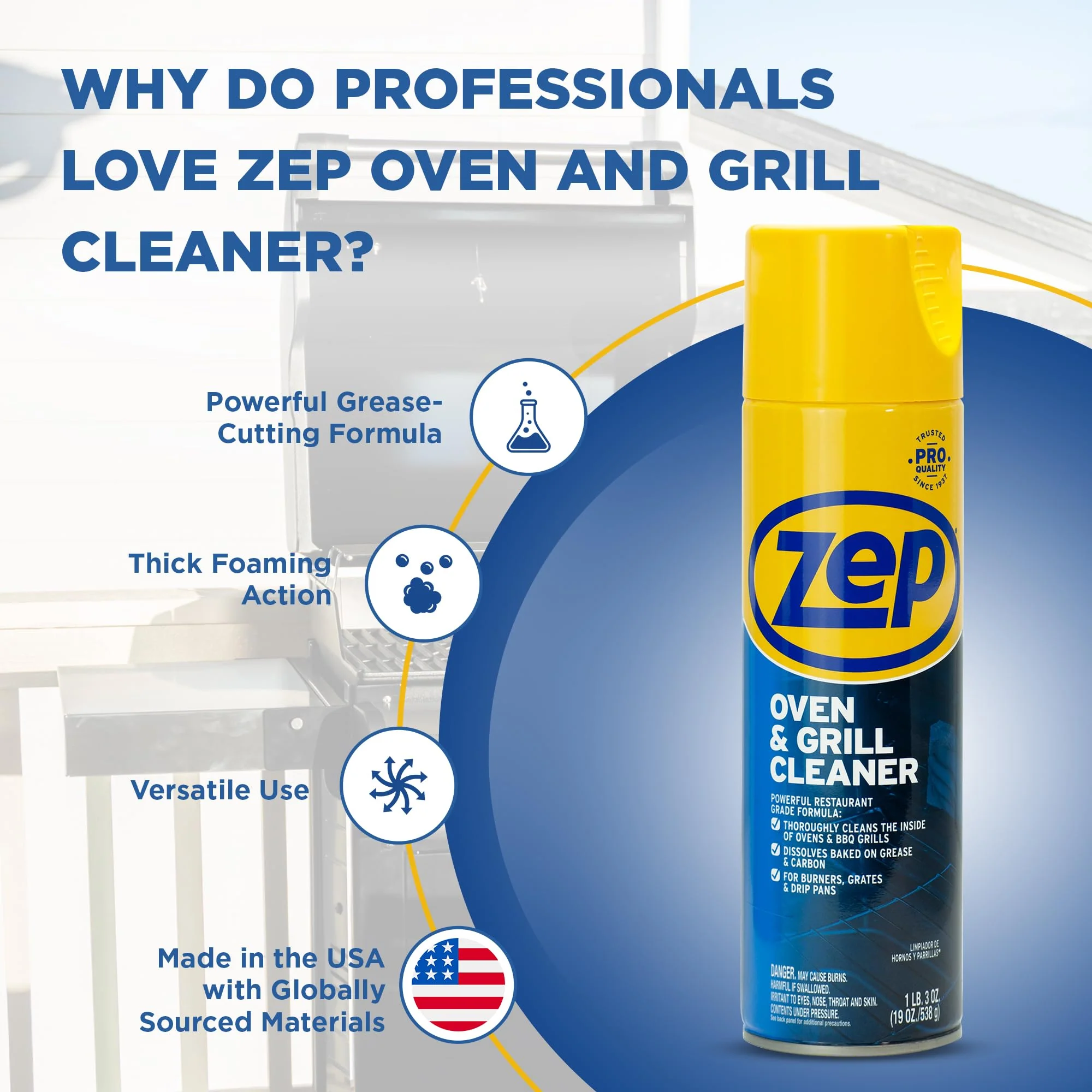 Zep Heavy-Duty Oven and Grill Cleaner 19 oz (1 Unit) and Foaming Wall Cleaner 18 oz (1 Unit) ECBD001 – Professional Grade Foaming Spray Cleaners Designed to Tackle Grease, Scuffs, and Kitchen Messes - Image 6