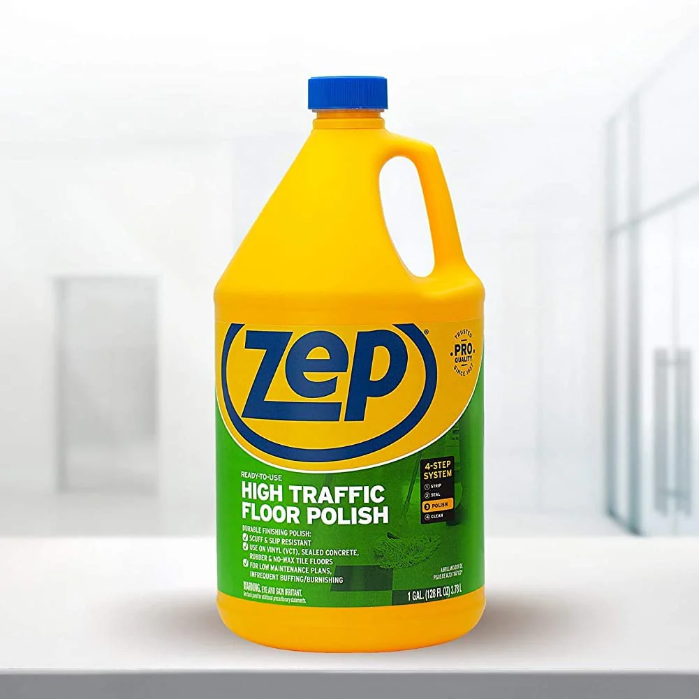 Zep High Traffic Floor Polish - 1 Gal (Case of 2) ECZUHTFF1282- Scuff-Resistant Durable Finish for Vinyl, Concrete, Rubber, Tile, and Terrazzo Floors - Image 3