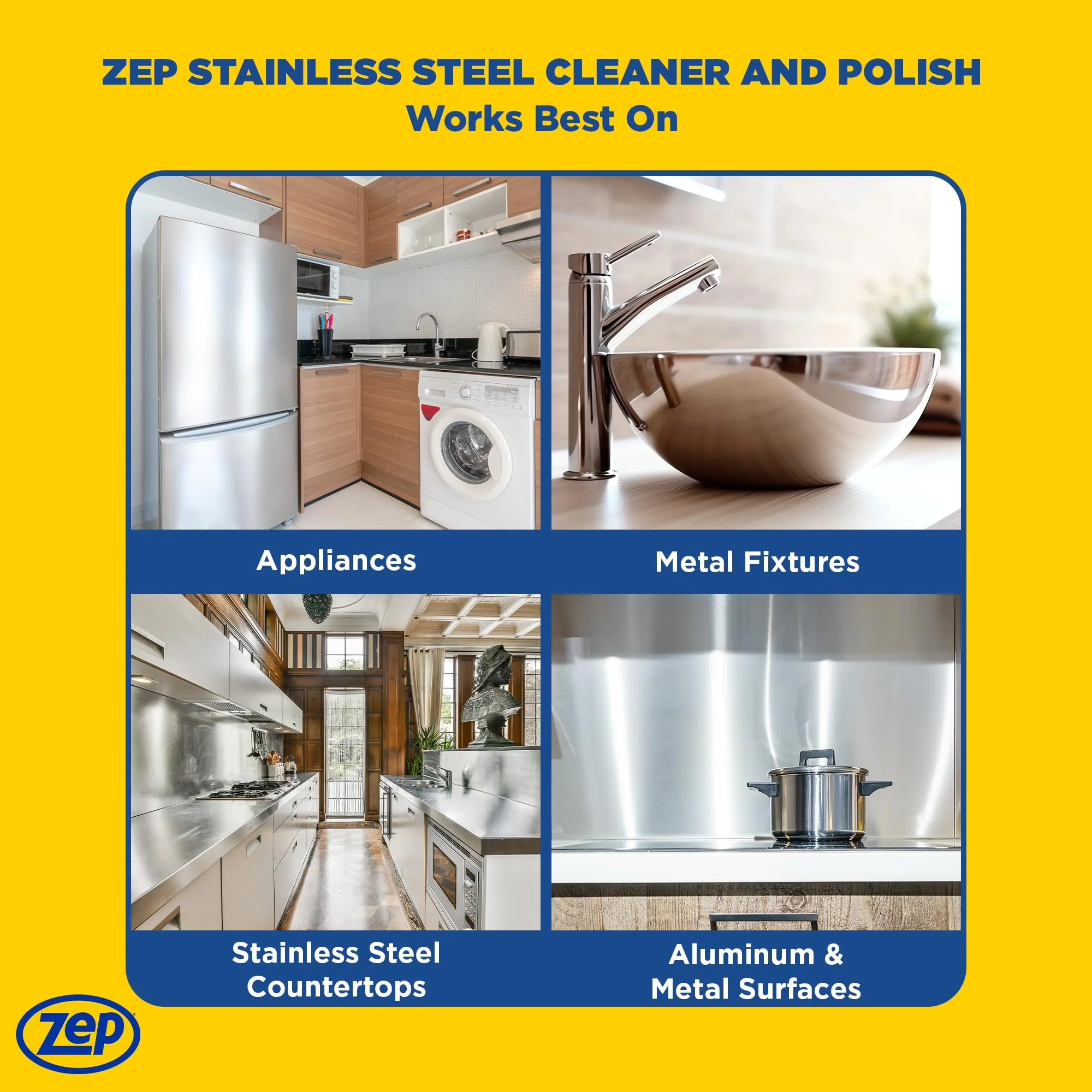 Zep Stainless Steel Cleaner and Polish - 14 oz (Case of 12) ZUSSTL14 - Protects Metal Surfaces From Fingerprints, Soil & Water Spots - Image 6