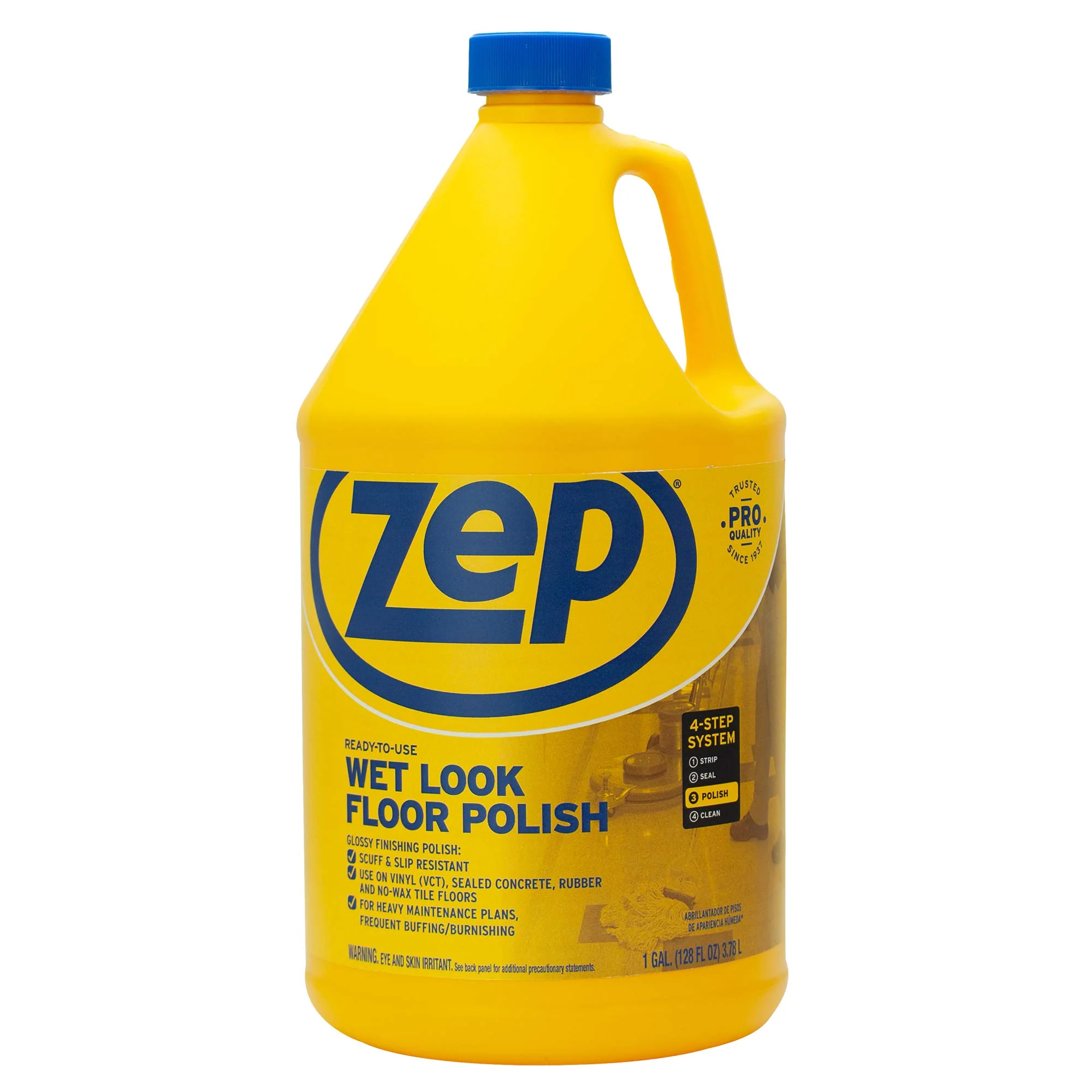 Zep Wet Look Floor Polish - 1 Gallon (Case of 2) ECZUWLFF1282 - Long Lasting Glossy Finishing Polish, Scuff & Slip Resistant, for Vinyl (VCT), Sealed Concrete, Rubber, and No-Wax Tile Floors - Image 9