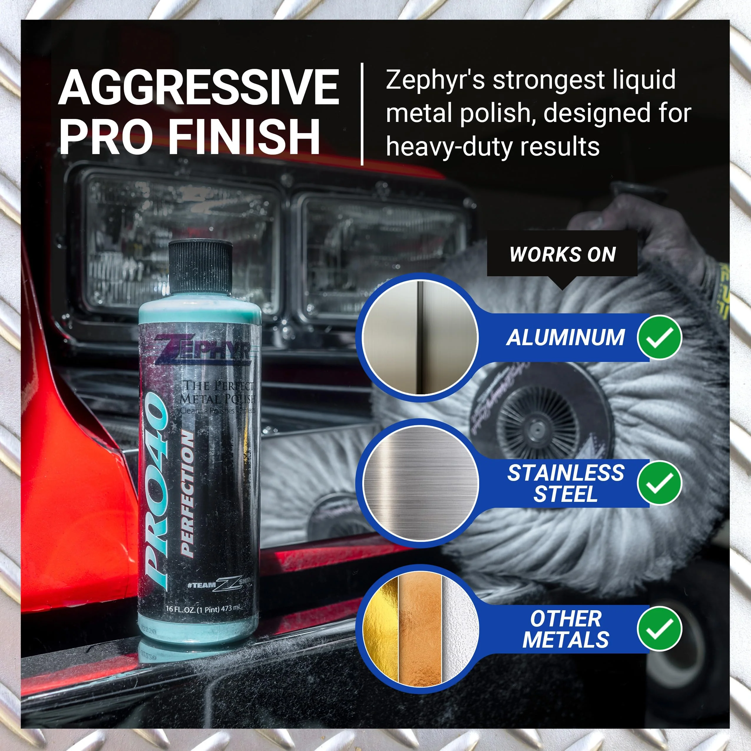 Zephyr - Pro 40 Perfection Liquid Metal Polish - Stainless Steel & Aluminum Polish for Big Rigs, Semi Trucks, Fuel Tanks, & More - 32 oz - Image 6