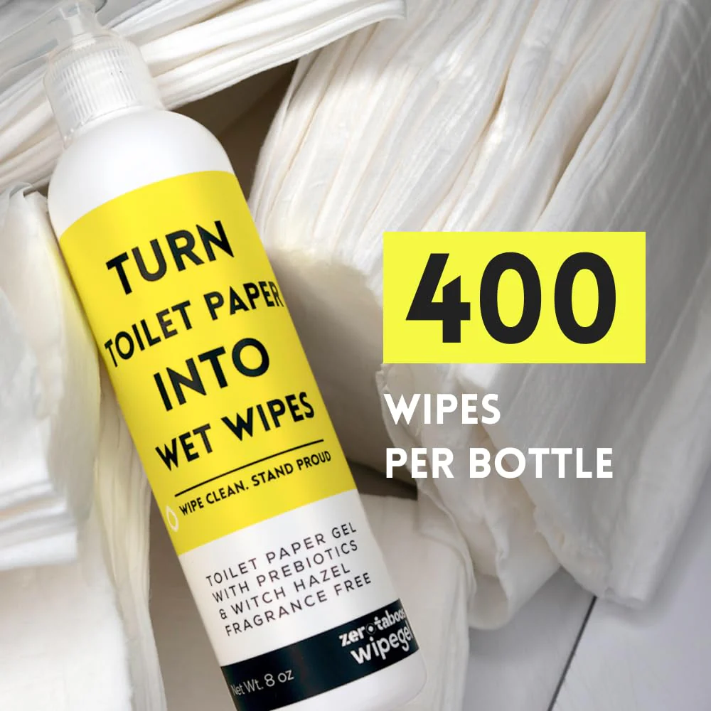 zerotaboos Wipegel | Witch Hazel Cleansing Gel with Prebiotics | Turns Toilet Paper into Gentle, Flushable Wipes | For Sensitive Skin & Daily Freshness | Up to 400 Uses | Fragrance-Free & Septic Safe - Image 5