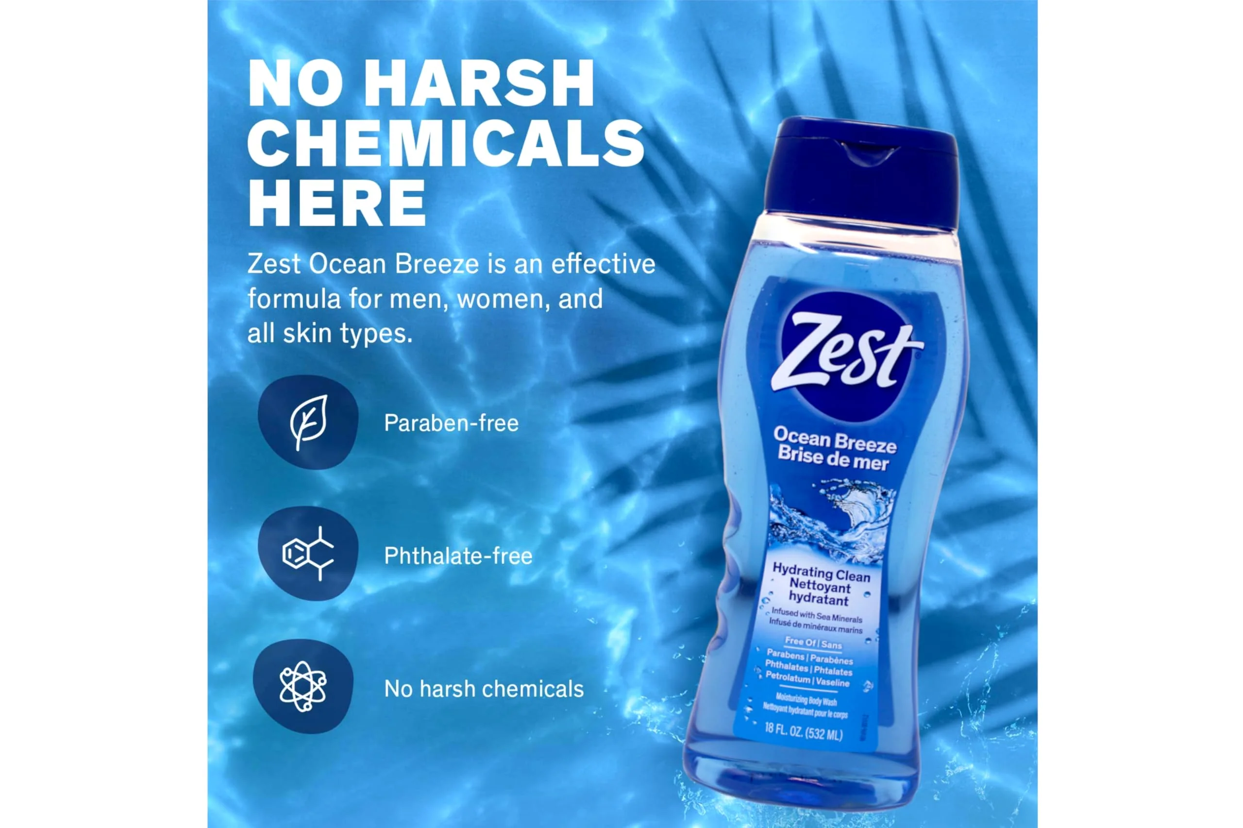 Zest Body Wash - Enriched with Sea Minerals - Invigorating Scent - Hydrating Body Soap - Suitable for All Skin Types - Ocean Breeze - 6 pc - Image 4