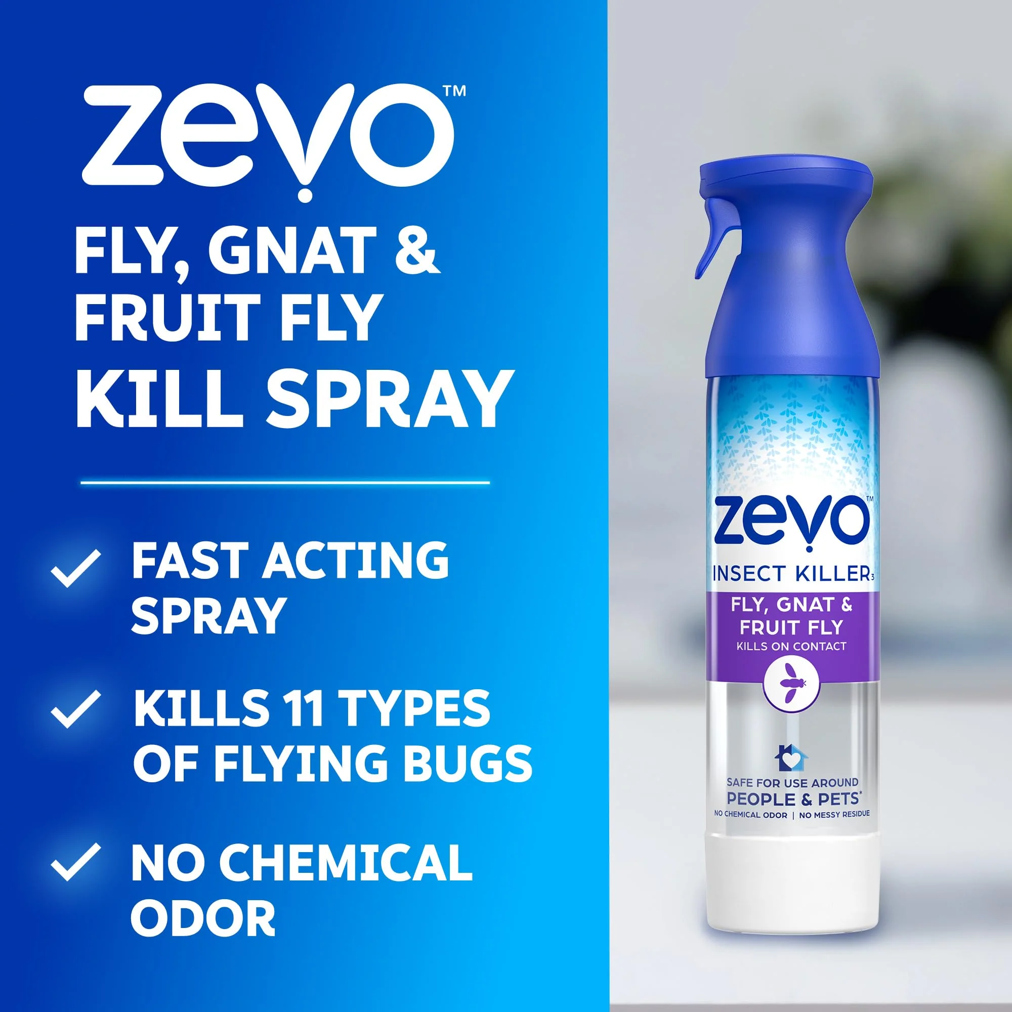Zevo Flying Insect Killer Spray - Bug Spray for Home Use - Versatile Gnat, Mosquito, Fruit Fly Killer & More - with Rosemary & Cornmint Oil - for Indoor & Outdoor Use (3 Bottles) - Image 3