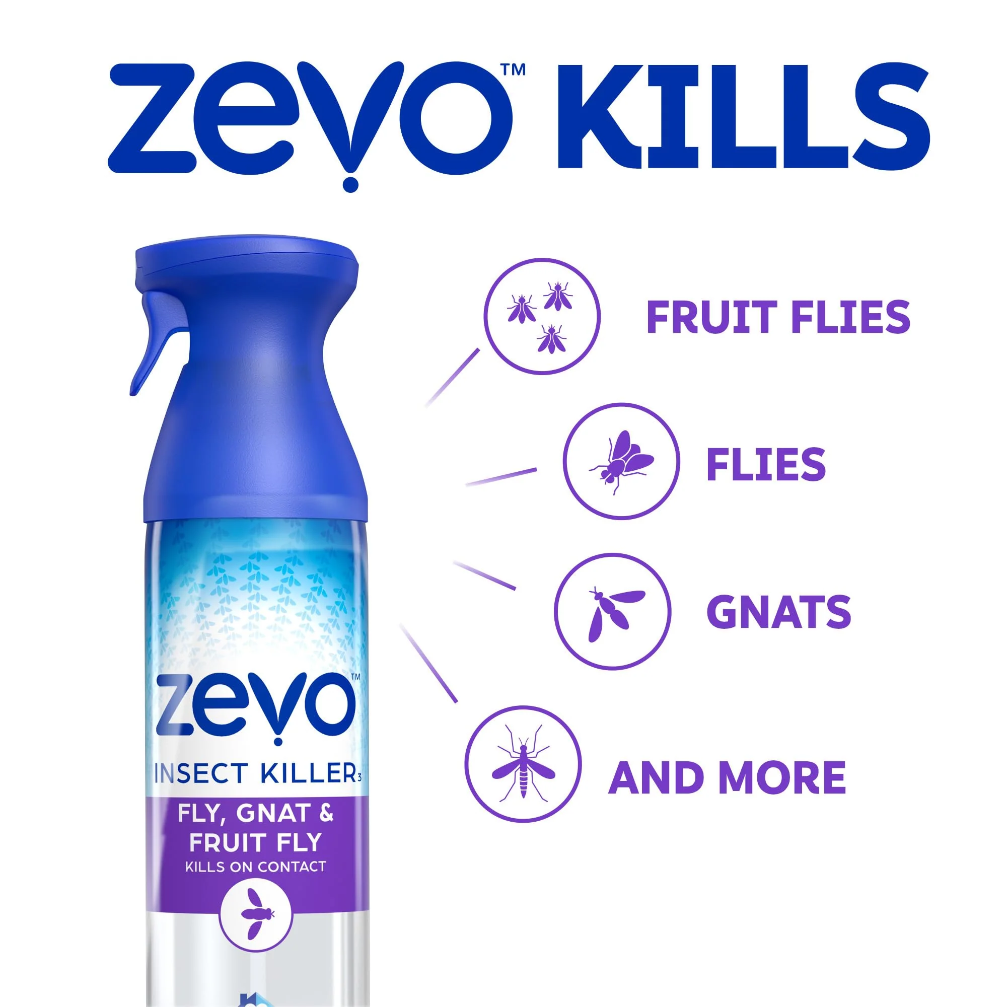Zevo Flying Insect Killer Spray - Bug Spray for Home Use - Versatile Gnat, Mosquito, Fruit Fly Killer & More - with Rosemary & Cornmint Oil - for Indoor & Outdoor Use (3 Bottles) - Image 4