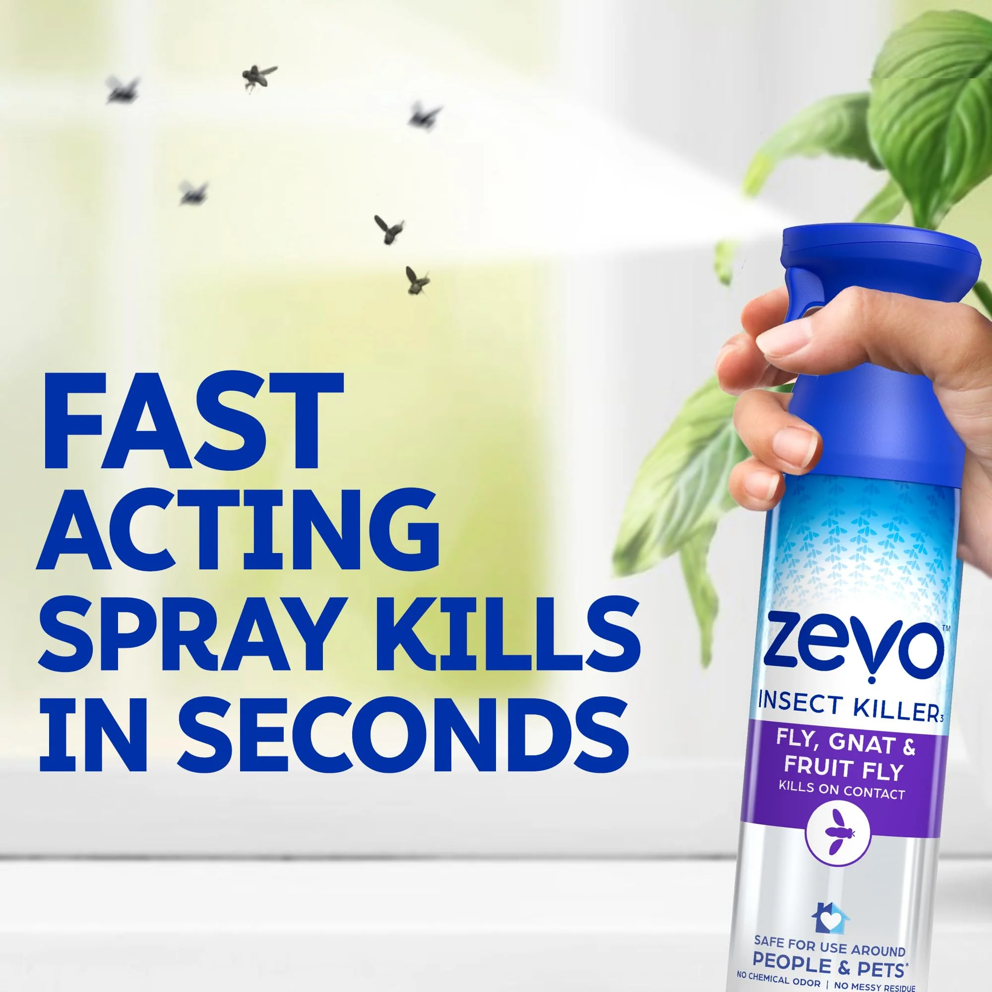 Zevo Flying Insect Killer Spray - Bug Spray for Home Use - Versatile Gnat, Mosquito, Fruit Fly Killer & More - with Rosemary & Cornmint Oil - for Indoor & Outdoor Use (3 Bottles) - Image 5