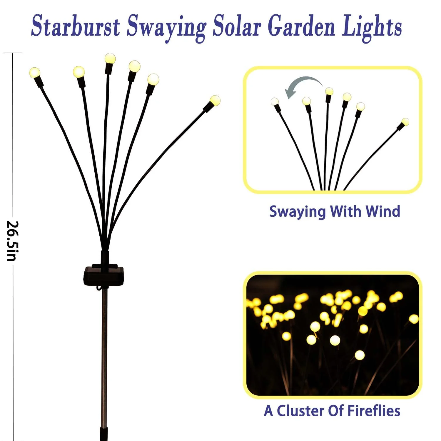 ZFNN Solar Garden Lights Outdoor, 4 Pack Firefly Swaying Lights, Waterproof Garden Decor for Yard Patio Pathway Lawn, Gardening Gifts for Women Christmas Decoration - Image 5