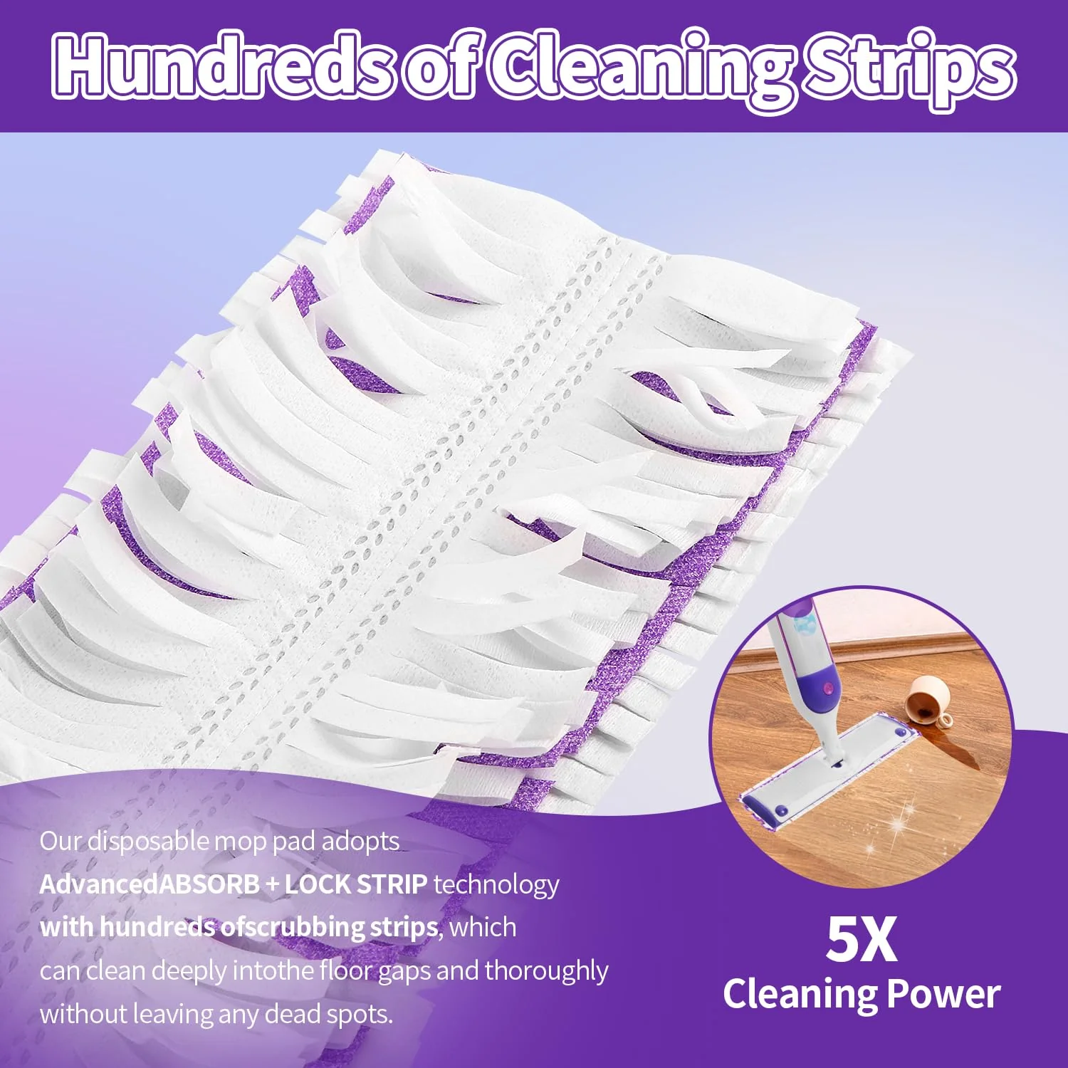 ZHAYAO 20 Pack Disposable Power Mop Pads for Swiffer Power Mop Pads, Compatible with Swiffer Power Mop Refills, Unscented Spray Replacement Floor Cleaning Refills for urface/Hardwood Floor Cleaning - Image 7