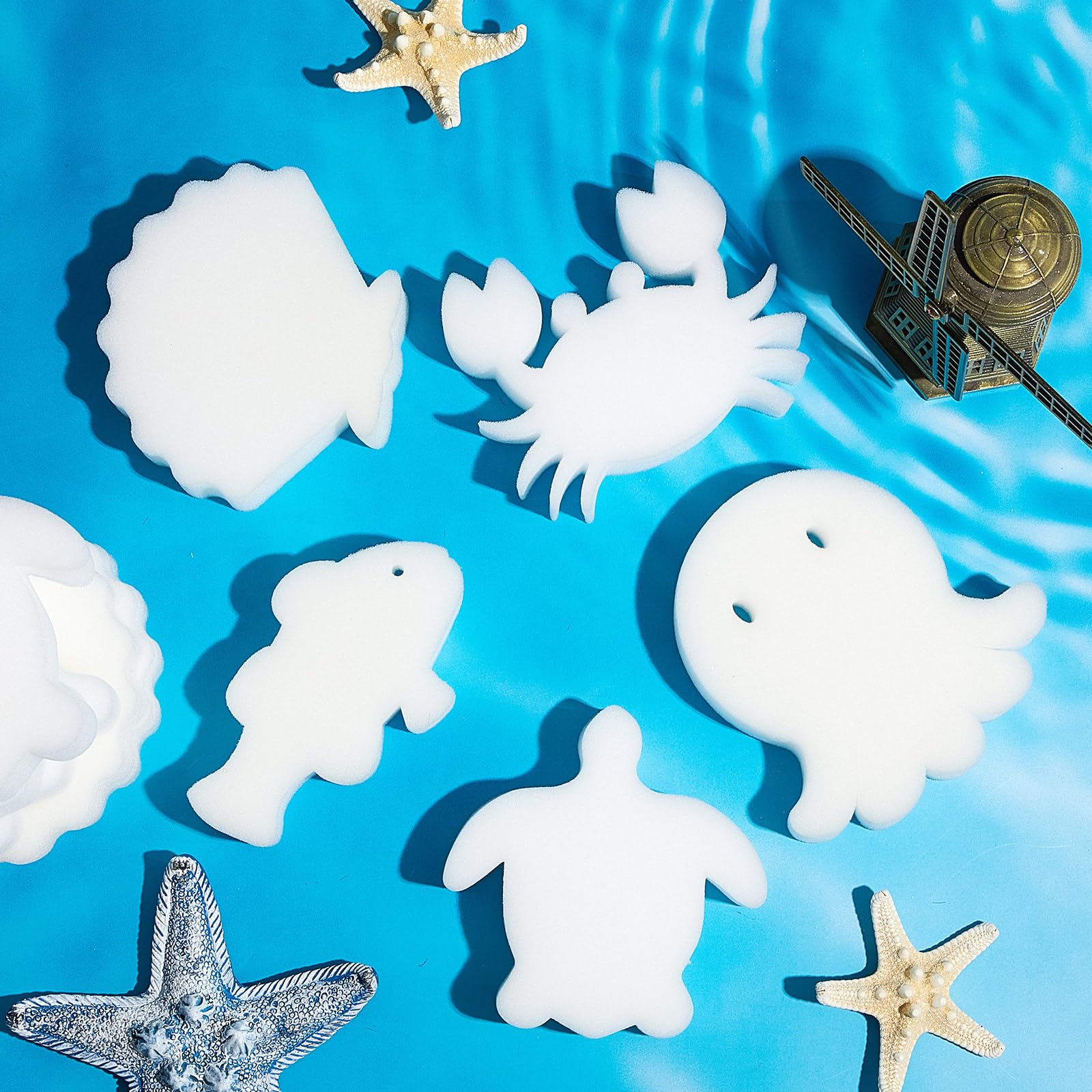 Zhehao 50 Pack 5 Shapes Hot Tub Sponge Absorber Oil Absorbing Sponge Foam Hot Tub Scum Absorber for Swimming Pool Spa Cleaning Accessories(White) - Image 2