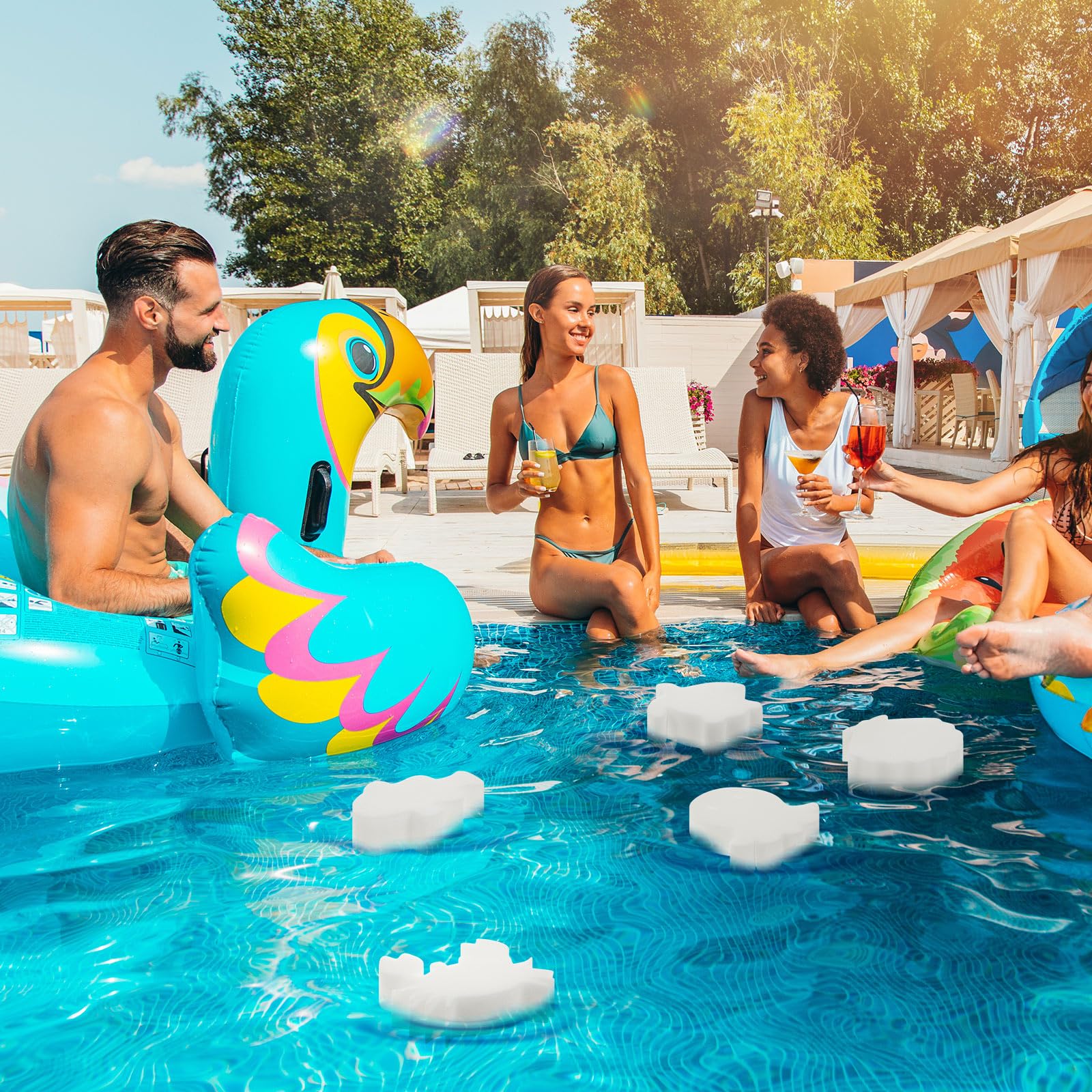 Zhehao 50 Pack 5 Shapes Hot Tub Sponge Absorber Oil Absorbing Sponge Foam Hot Tub Scum Absorber for Swimming Pool Spa Cleaning Accessories(White) - Image 4