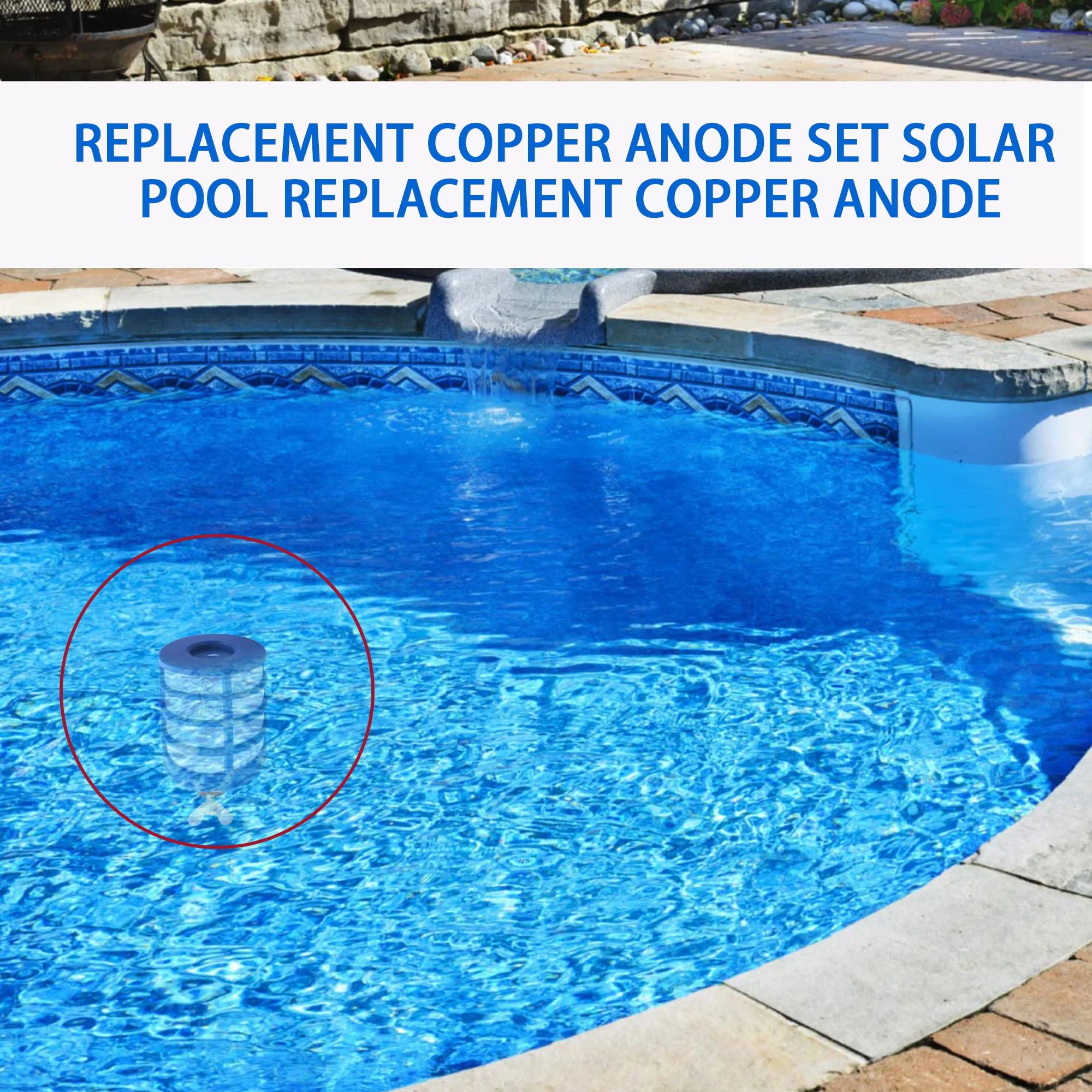 Zhitaoxun 6 Pcs Copper Anode Replacement Kit Solar Pool Replacement Copper Anode,4.13 x 0.71 Inch Threaded M6,Includes Copper Anode, Threaded Basket,Spring,Wing Screw - Image 5