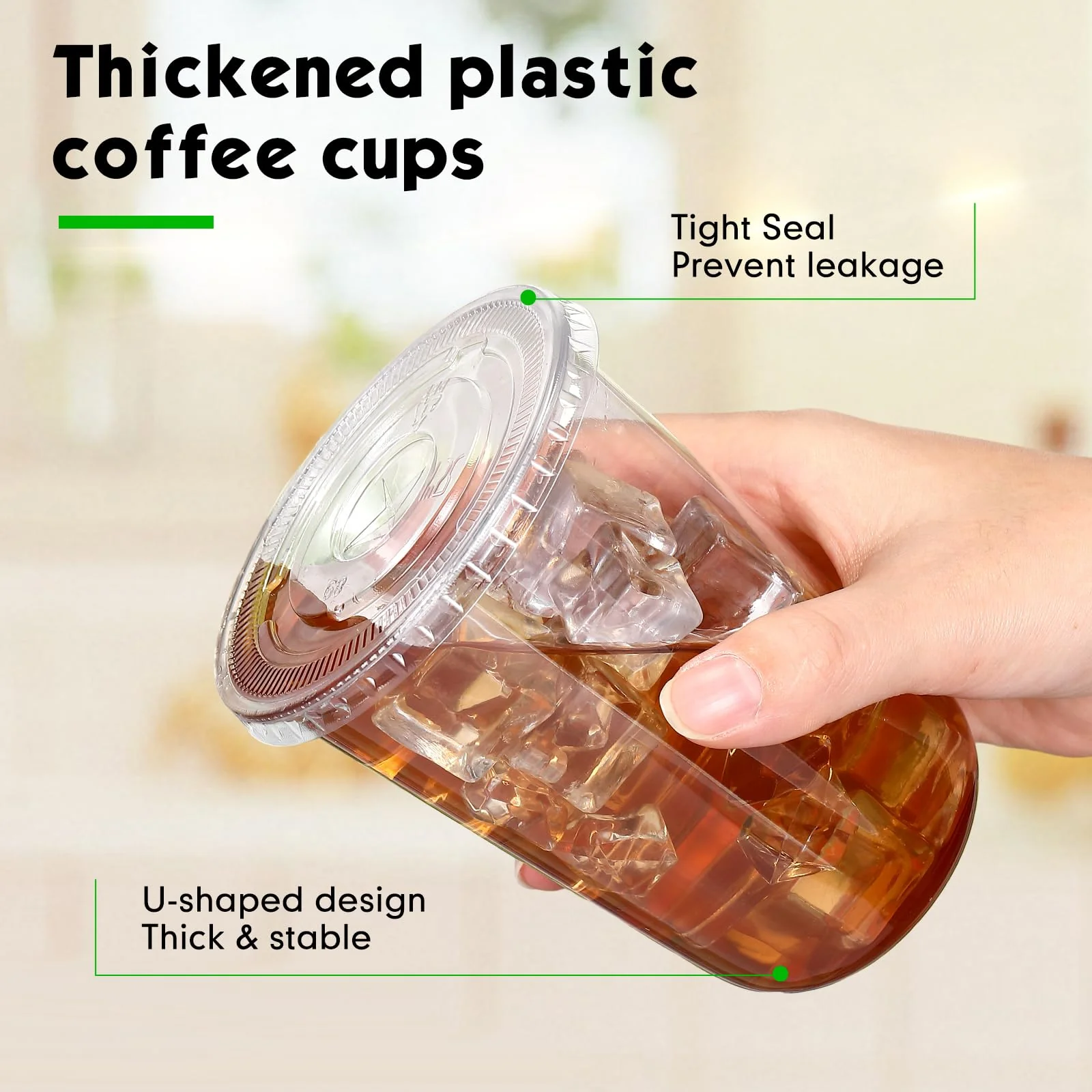 Ziliny 50 Sets Clear Plastic Cups with Lids and Straws, Disposable Iced Coffee Cups Drinking PET for Cold Drinks, Juice, Smoothie, Coffee Shops, Party, Christmas(Clear,16 oz) - Image 4