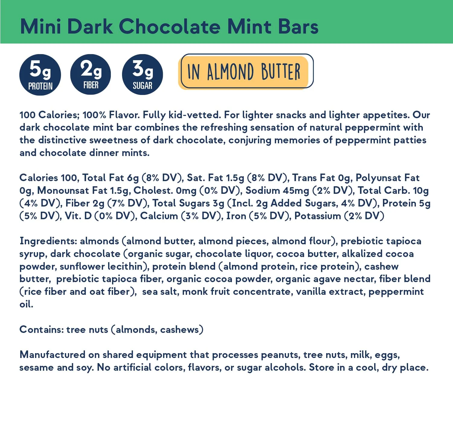 Zing Dark Chocolate Mint Kids Protein Bars, Gluten Free 100 Calorie Mini Bars with High Protein, Vegan Nutrition Bars, Dairy Free Plant Based Protein, Kosher, Low Sugar, No Sugar Alcohols-18 count - Image 3