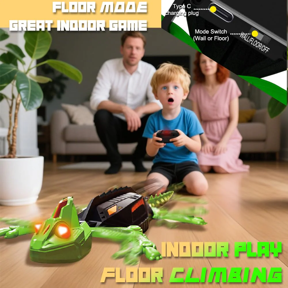Zingelo Wall Climbing RC Chameleon Toy for Kids, Rechargeable Remote Control Lizard Toy with LED Eyes, Dual Mode Floor & Wall Driving, Halloween Christmas Birthday Gift for Boys Girls Ages 3+ - Image 6