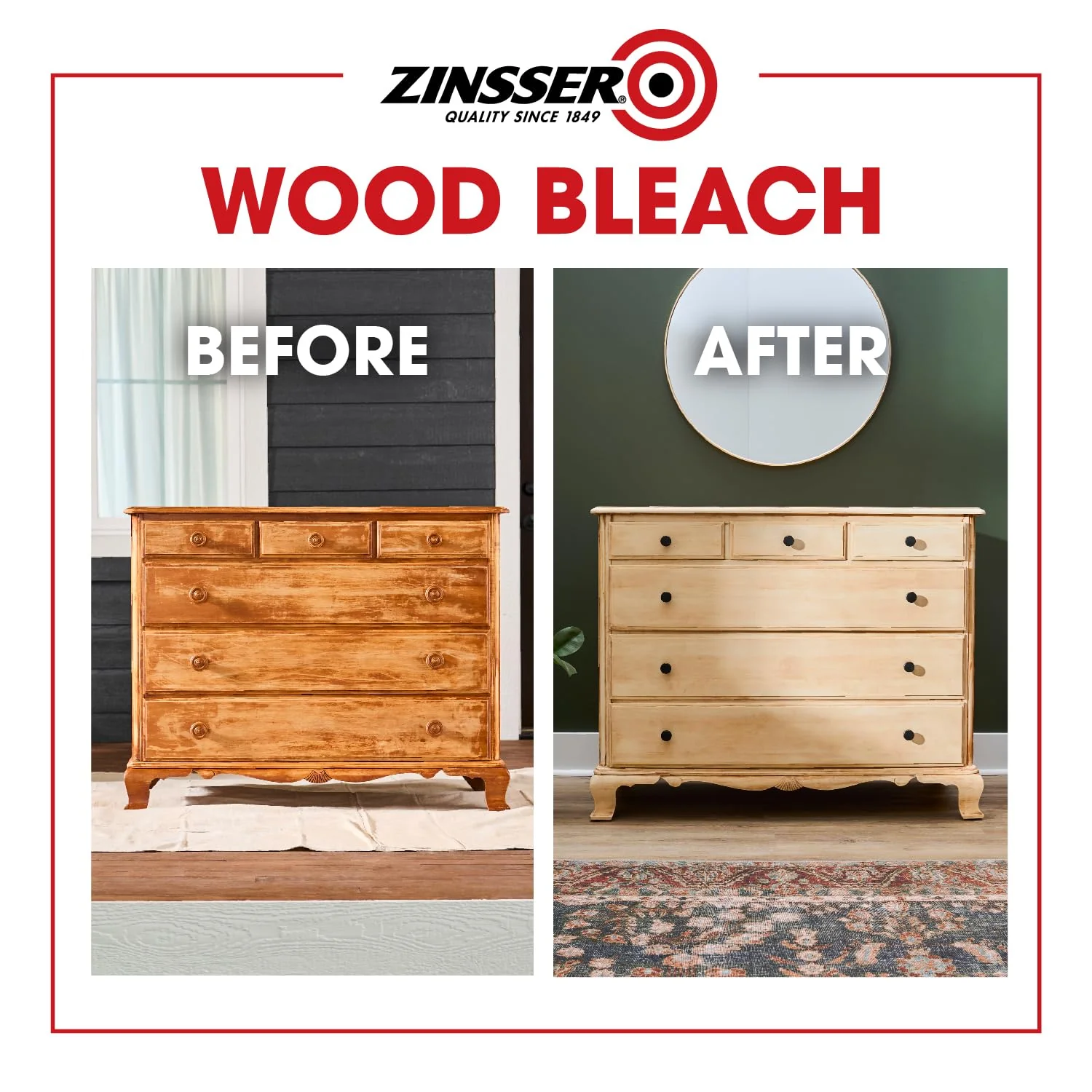 Zinsser Wood Bleach Kit | Lighten Furniture, Floors, Cabinets, Trim | Removes Red Tone | 2-Step Brightening System | 2-Step 8 fl. oz. Kit (16 fl. oz. Total) - Image 8