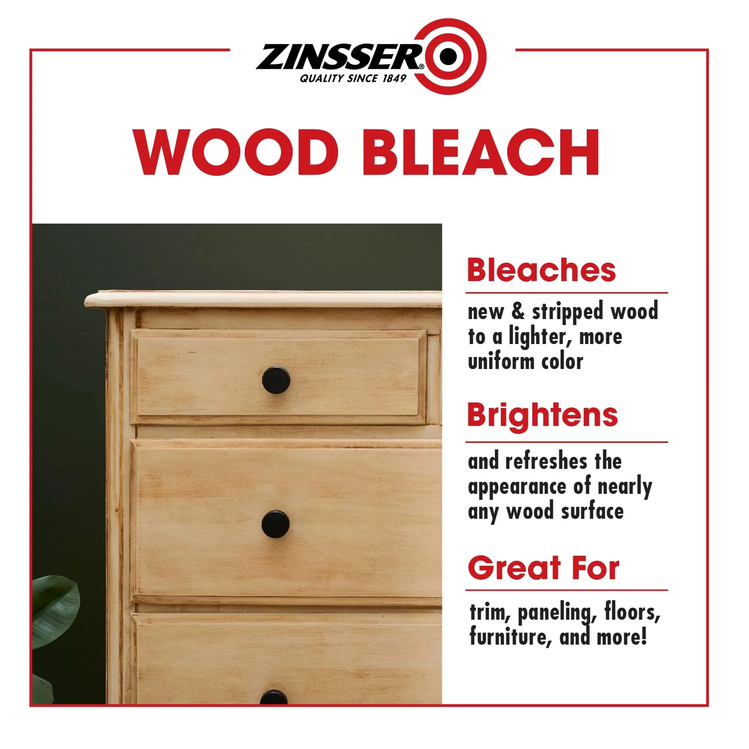 Zinsser Wood Bleach Kit | Lighten Furniture, Floors, Cabinets, Trim | Removes Red Tone | 2-Step Brightening System | 2-Step 8 fl. oz. Kit (16 fl. oz. Total) - Image 9