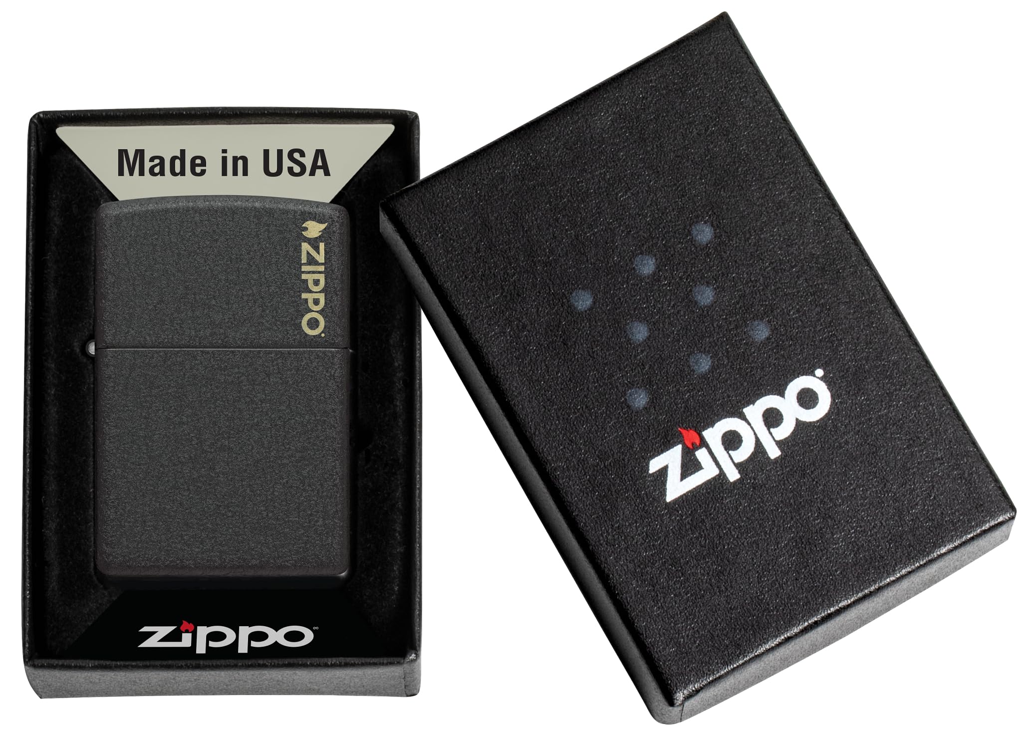 Zippo Classic Black Crackle Logo Pocket Lighter - Image 2