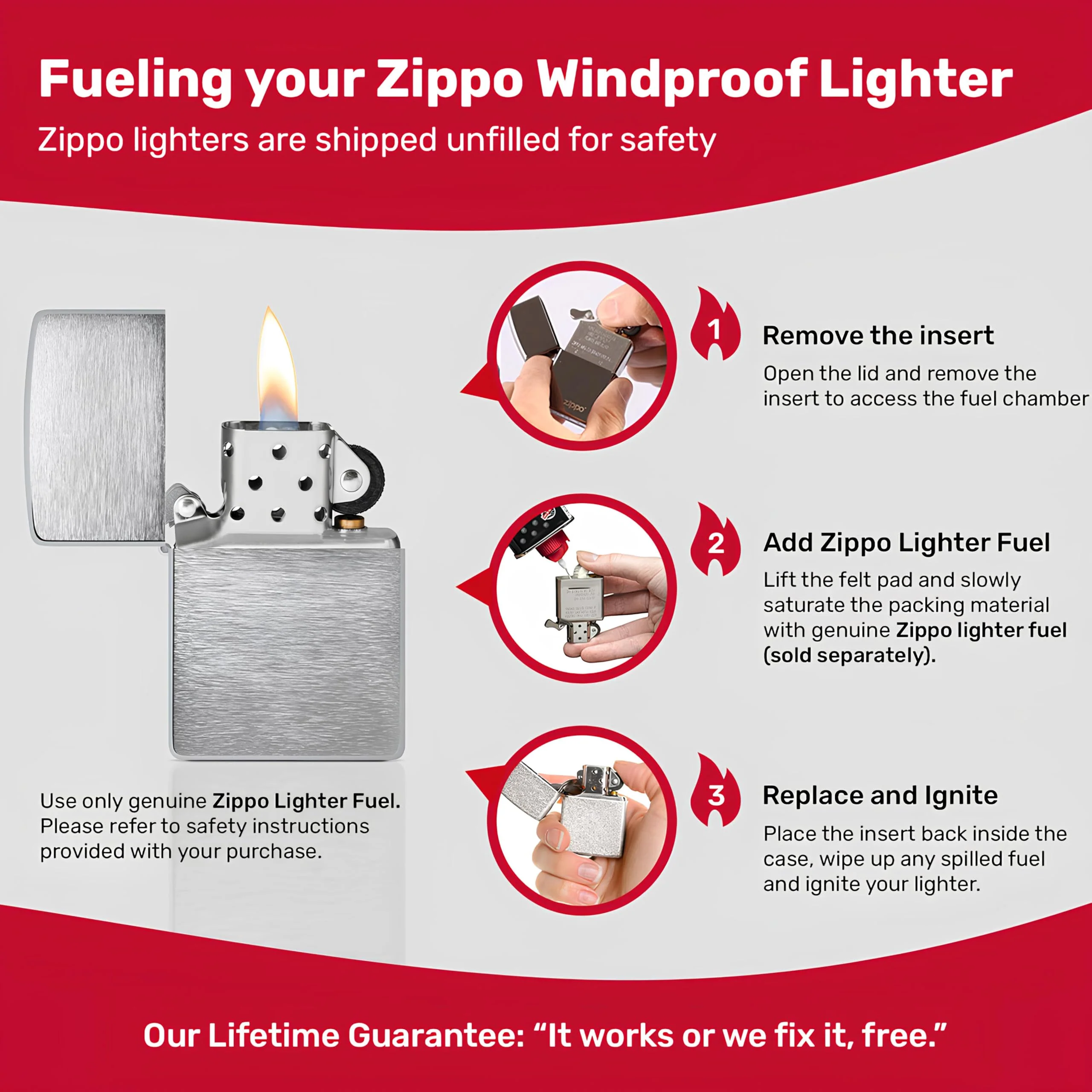 Zippo Classic Brushed Chrome Pocket Lighter - Windproof & Refillable Flip-Top Metal Lighter - Everyday Use Pocket Lighters - Luxury Lighters Made in USA - Image 2