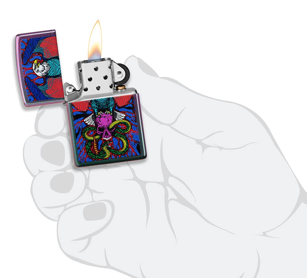 Zippo Eagle, Snake, Skull Design Iridescent Pocket Lighter - Image 3