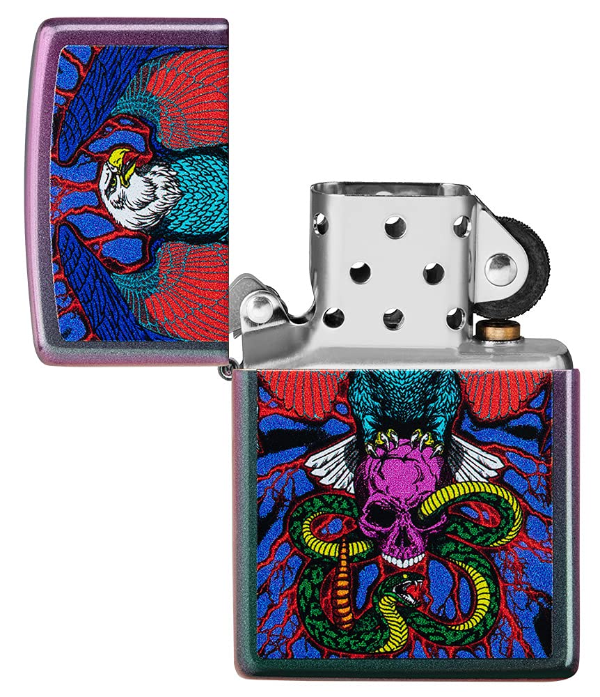 Zippo Eagle, Snake, Skull Design Iridescent Pocket Lighter - Image 4
