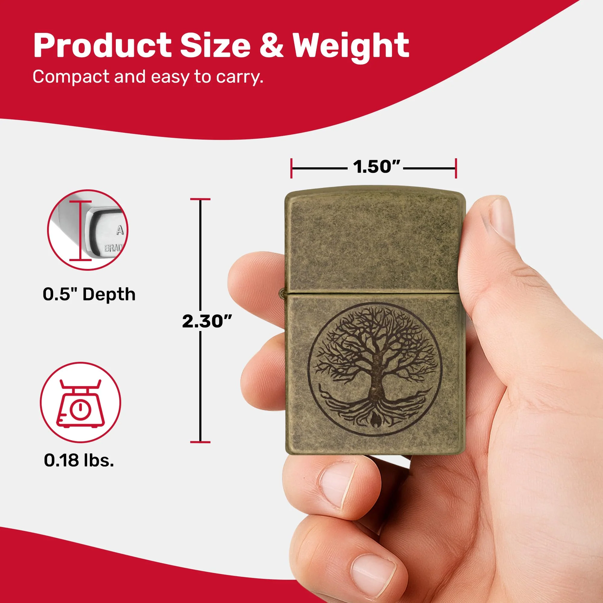 Zippo Tree of Life Pocket Lighter - Refillable Flip-Top Windproof Lighters - Spiritual and Symbolic Design Pocket Lighters - Luxury Metal Lighter Made in USA - Image 7