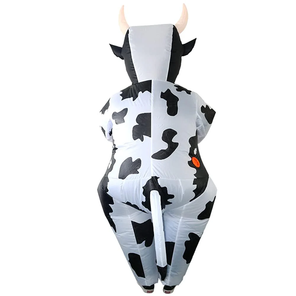 ZISUEX Inflatable Cow Costume Adult Cow Blow Up Suit Halloween Costume Jumpsuit Fancy Party Christmas Inflatable Suit (White, L:4.9ft to 6.2ft) - Image 4