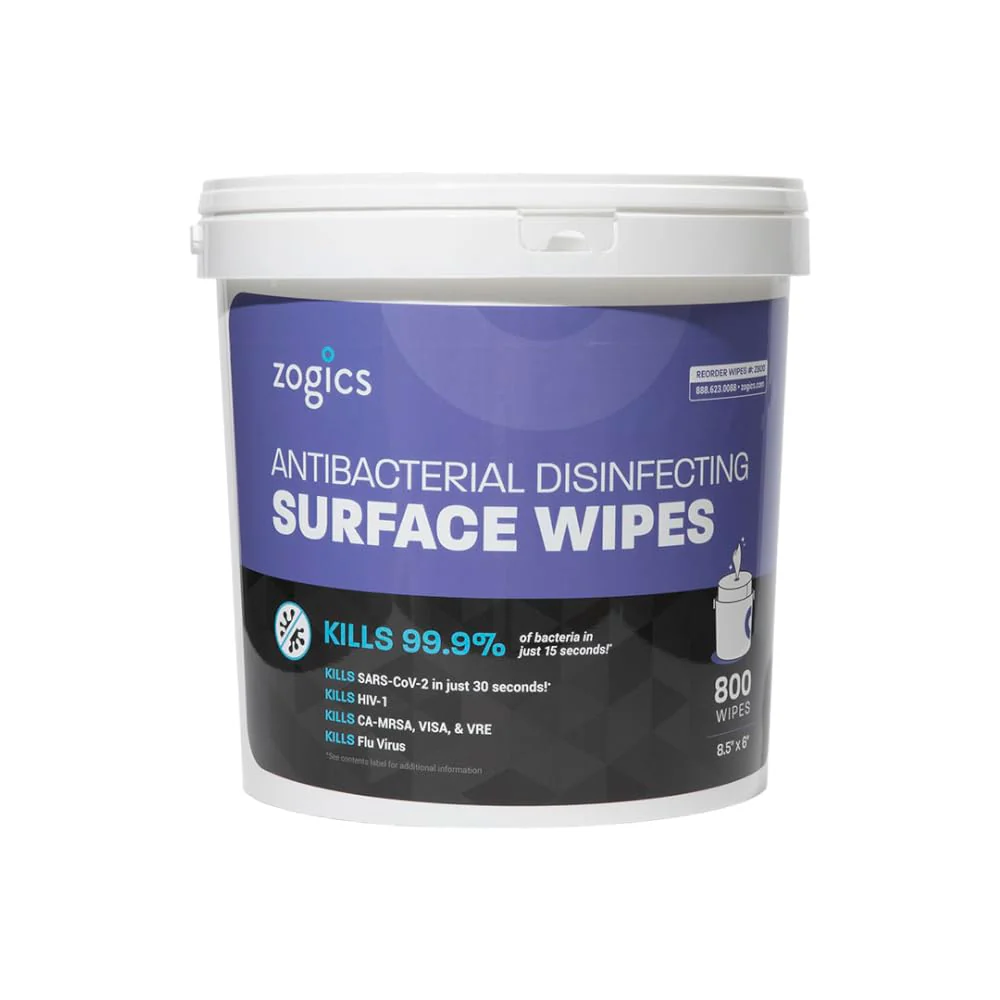 Zogics Antibacterial Wipes, EPA Registered Surface and Gym Equipment Disinfecting Wipes (800 Wipes) + Reusable Wipe Bucket Dispenser - Image 7
