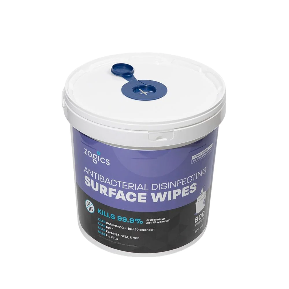 Zogics Antibacterial Wipes, EPA Registered Surface and Gym Equipment Disinfecting Wipes (800 Wipes) + Reusable Wipe Bucket Dispenser - Image 9