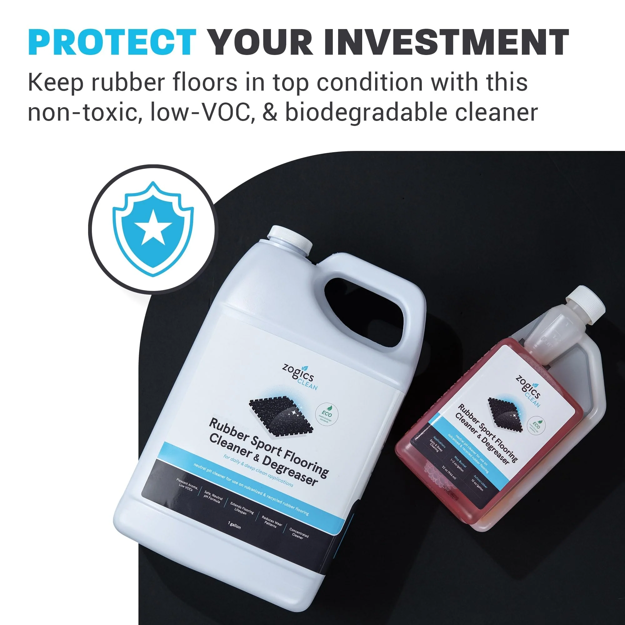 Zogics Rubber Flooring Cleaner and Degreaser – Cleaner Concentrate and Heavy Duty Degreaser for Rubber Floors and Mats, Biodegradable and Non Toxic Cleaner (4 Gallons/Case) - Image 2