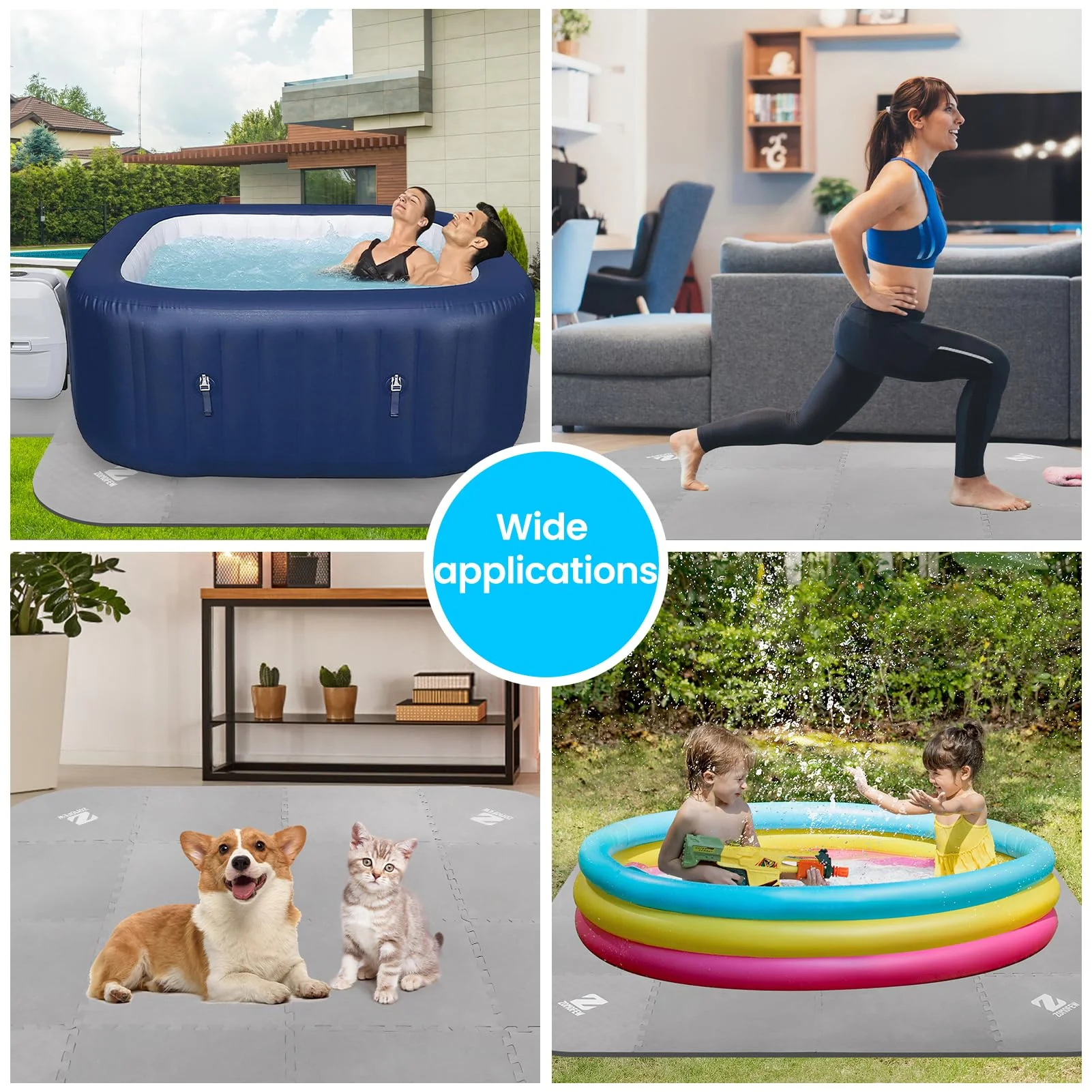 ZOMOFEW 1/2" Thickness 85IN Hot Tub Mat for Inflatable Tub,Hot Tub Pad Foundation, Upgraded Thickened Eva Foam Padding for Outdoor Hot Tubs (Square-Shaped) - Image 2