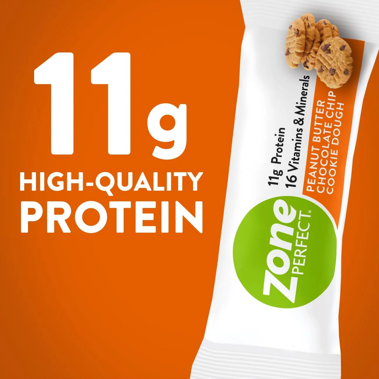 ZonePerfect Protein Bars | 11g Protein | 16 Vitamins & Minerals | Nutritious Snack Bar | Peanut Butter Chocolate Chip Cookie Dough | 20 Bars - Image 3