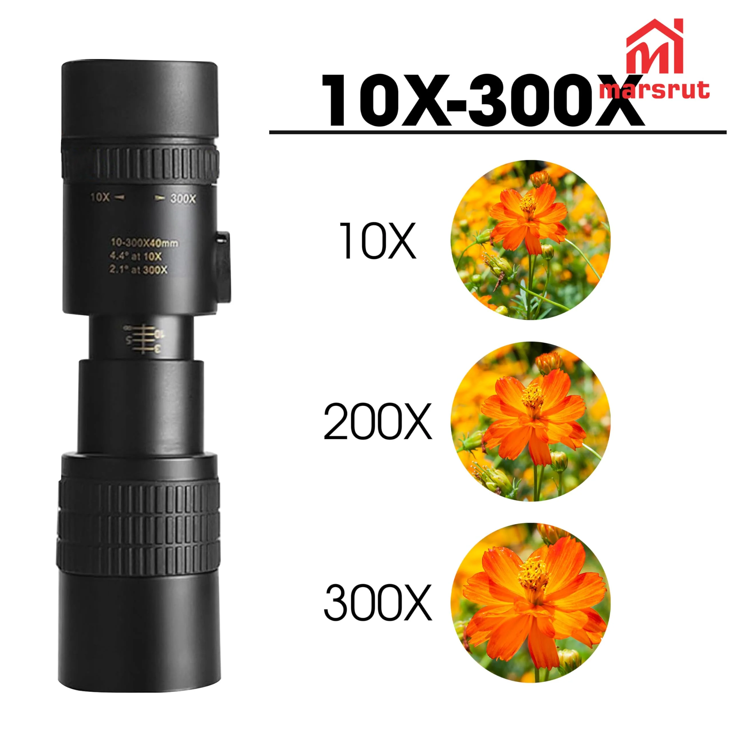 Zoom Lens for iPhone Android, 4K 10-300x40mm Compact Monocular Telescope Mini for Stargazing Space Lover Night Vision Bird Watching Hunting, Super Zoom Monoscope (Smartphone Holder&Tripod Included) - Image 8