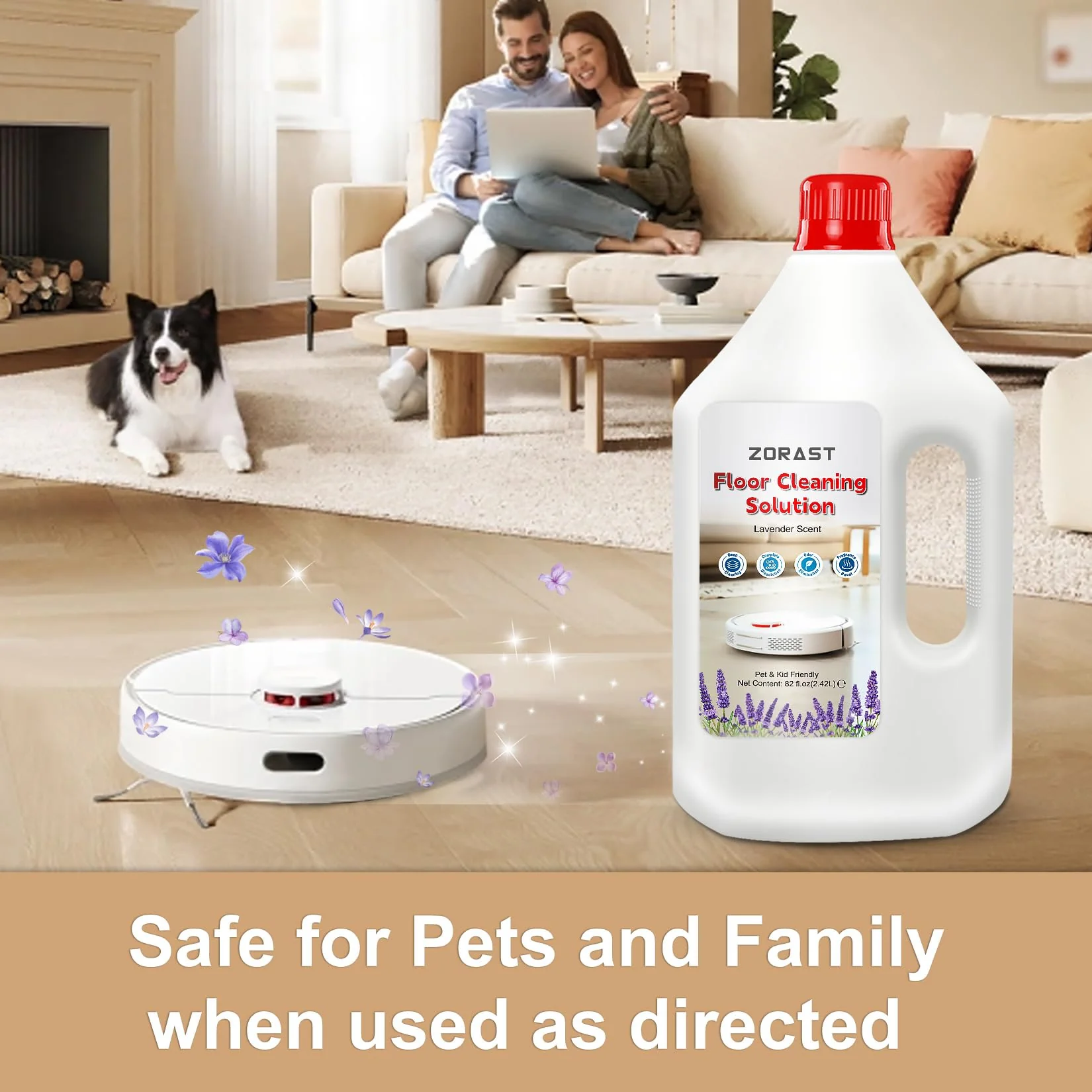 ZORAST Lavender Scent Floor Cleaning Solution, Compatible with All Roborock Mopping Robots (S7, S8, Qrevo, Q7, Q8 series) Deep Cleans for Multiple Hard Floors Stain-Busting & Fresh-Scented - Image 3