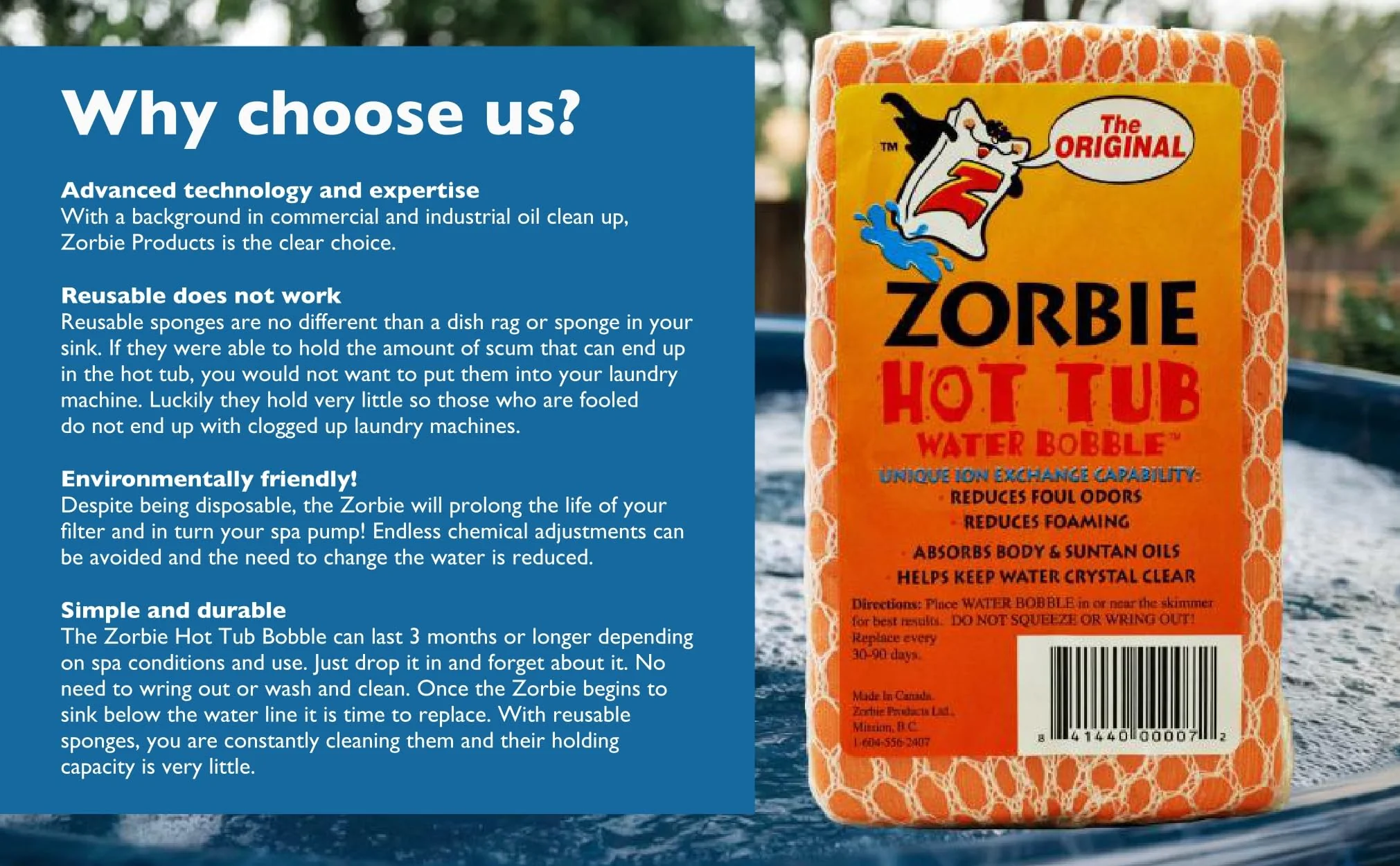 Zorbie Water Bobble Hot Tub Oil Scum Absorber - Scum Absorbing Sponge for Spas and Hot Tubs - Naturally Cleaner Water with Spa Sponges for Hot Tubs - Orange Floating Bobble with String- Single Package - Image 2