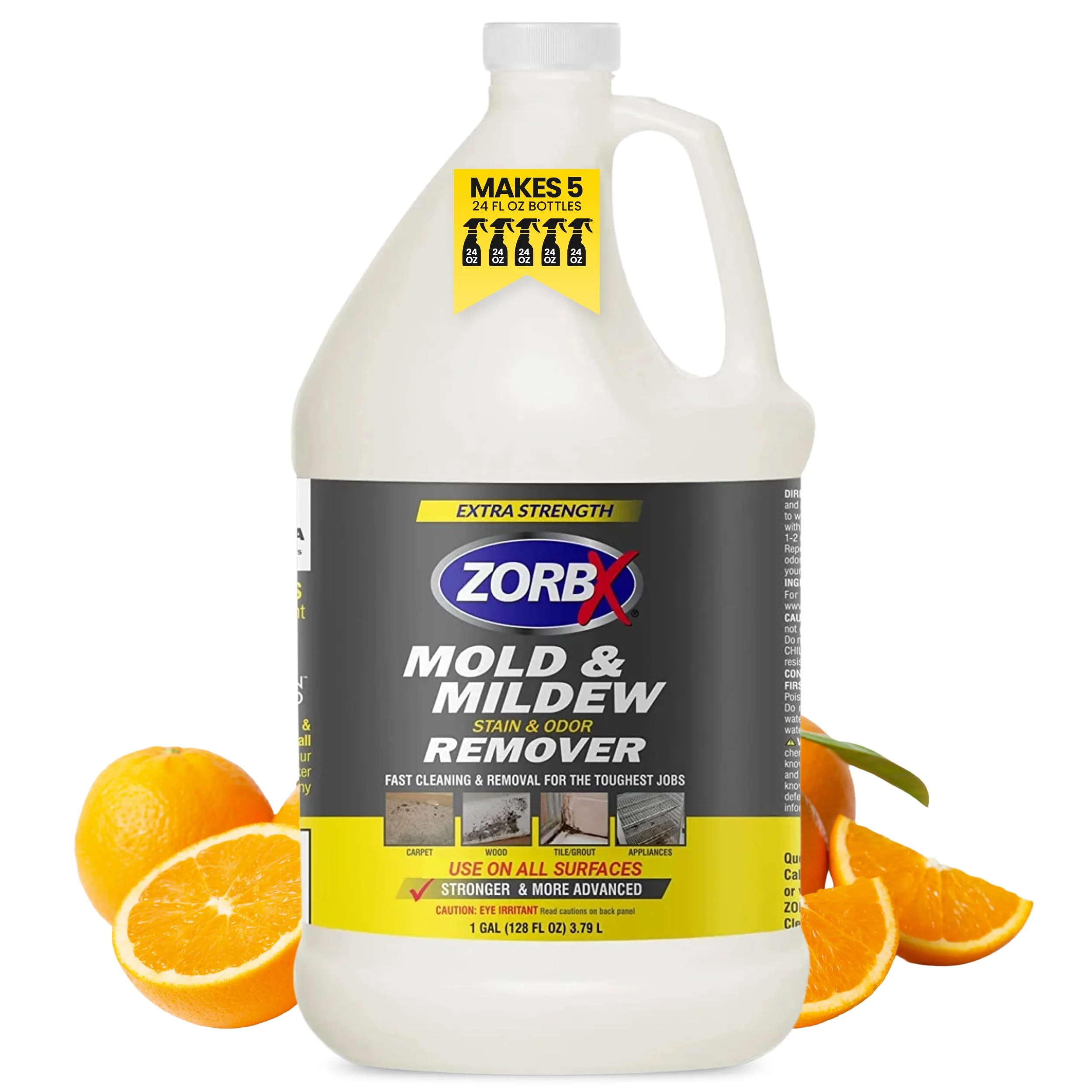 ZORBX Stain & Odor Remover & Cleaner Spray 128 FL Oz Refill – Scrub Free Formula - Bleach Free Stain & Smell Eliminator for Shower, Bathroom, Ceiling, Carpet, Cars, Walls & Wood