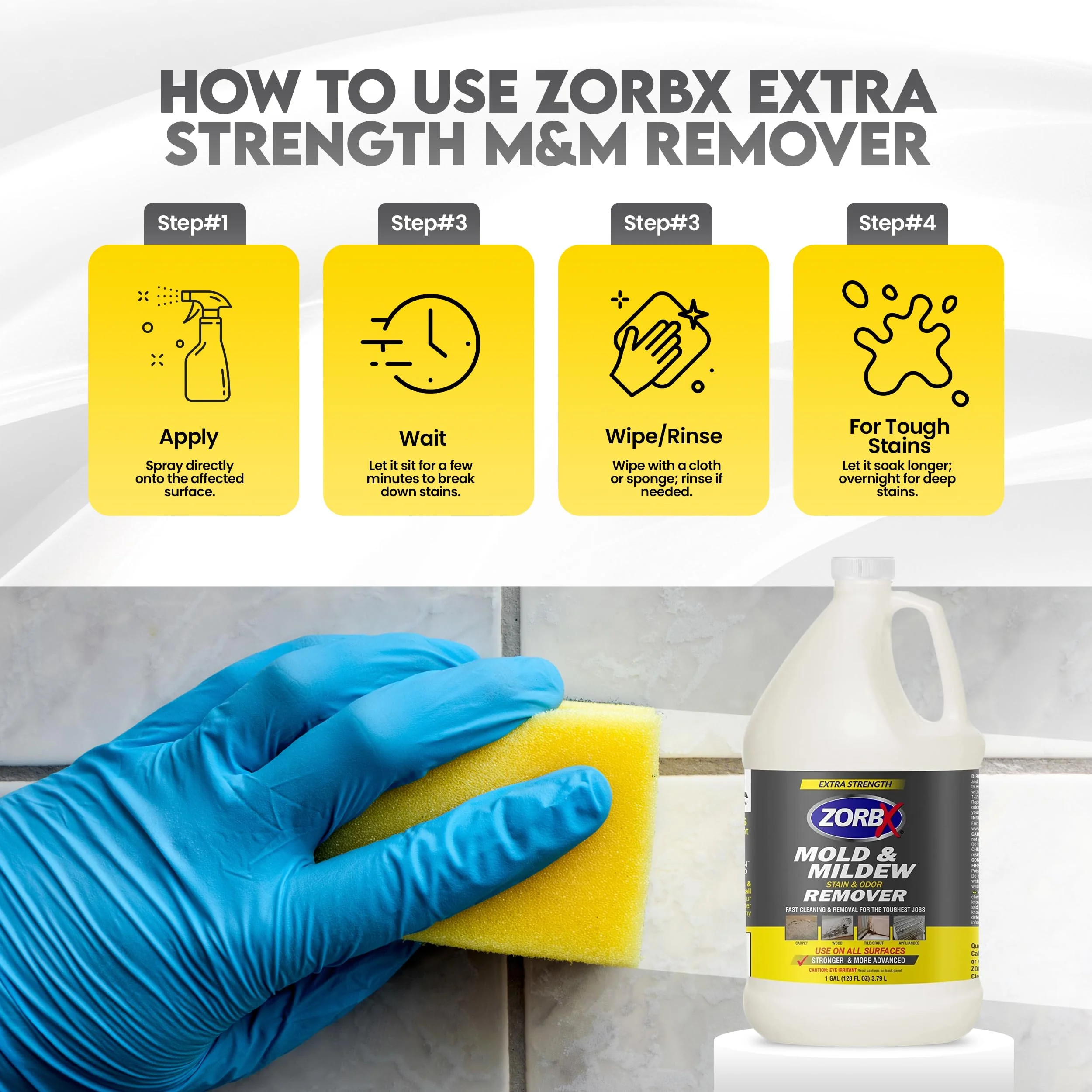 ZORBX Stain & Odor Remover & Cleaner Spray 128 FL Oz Refill – Scrub Free Formula - Bleach Free Stain & Smell Eliminator for Shower, Bathroom, Ceiling, Carpet, Cars, Walls & Wood - Image 6