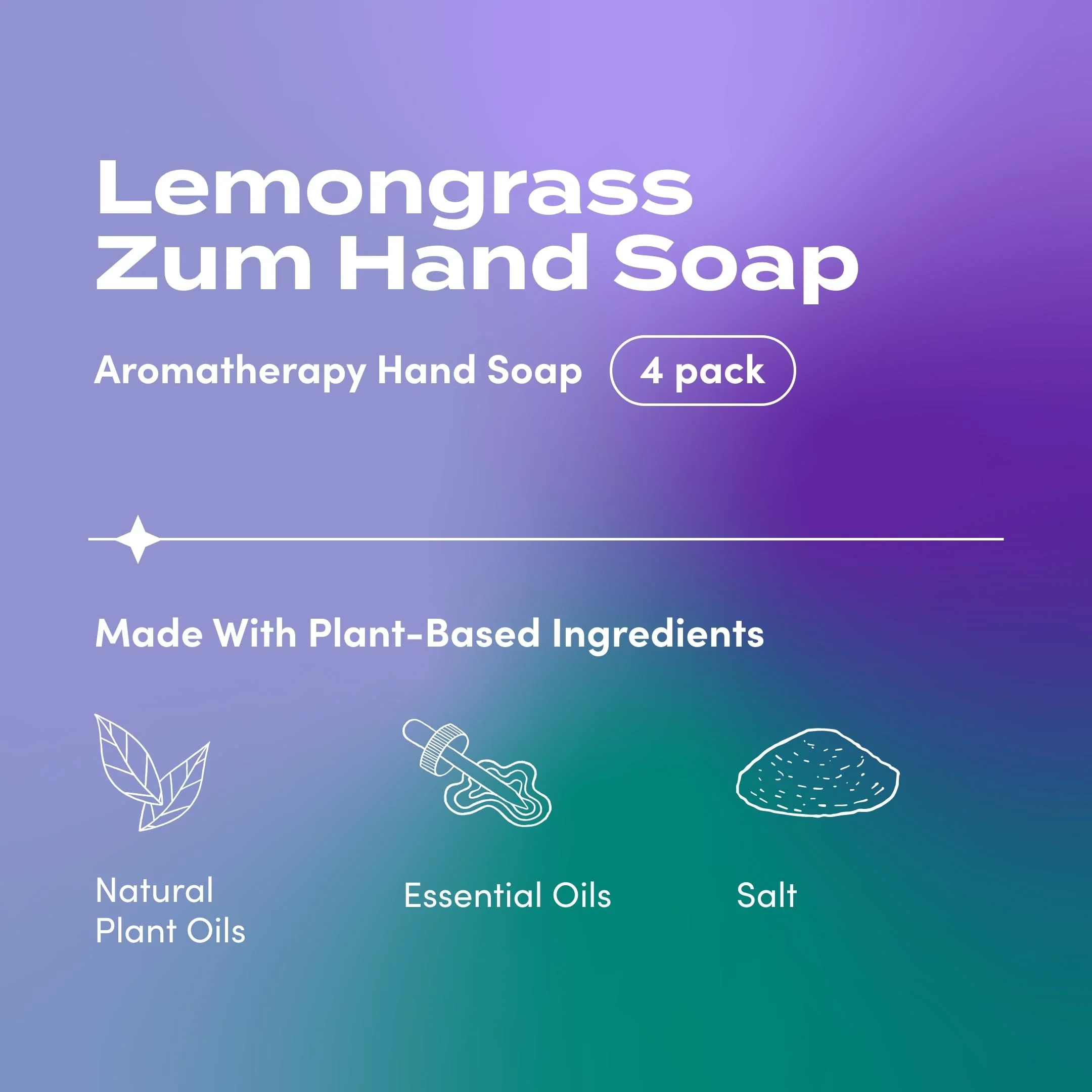 Zum Indigo Wild Hand Soap - Natural Liquid Hand Soap - for Bathroom & Kitchen - Lemongrass Scent - 12 oz (4 Pack) - Image 7