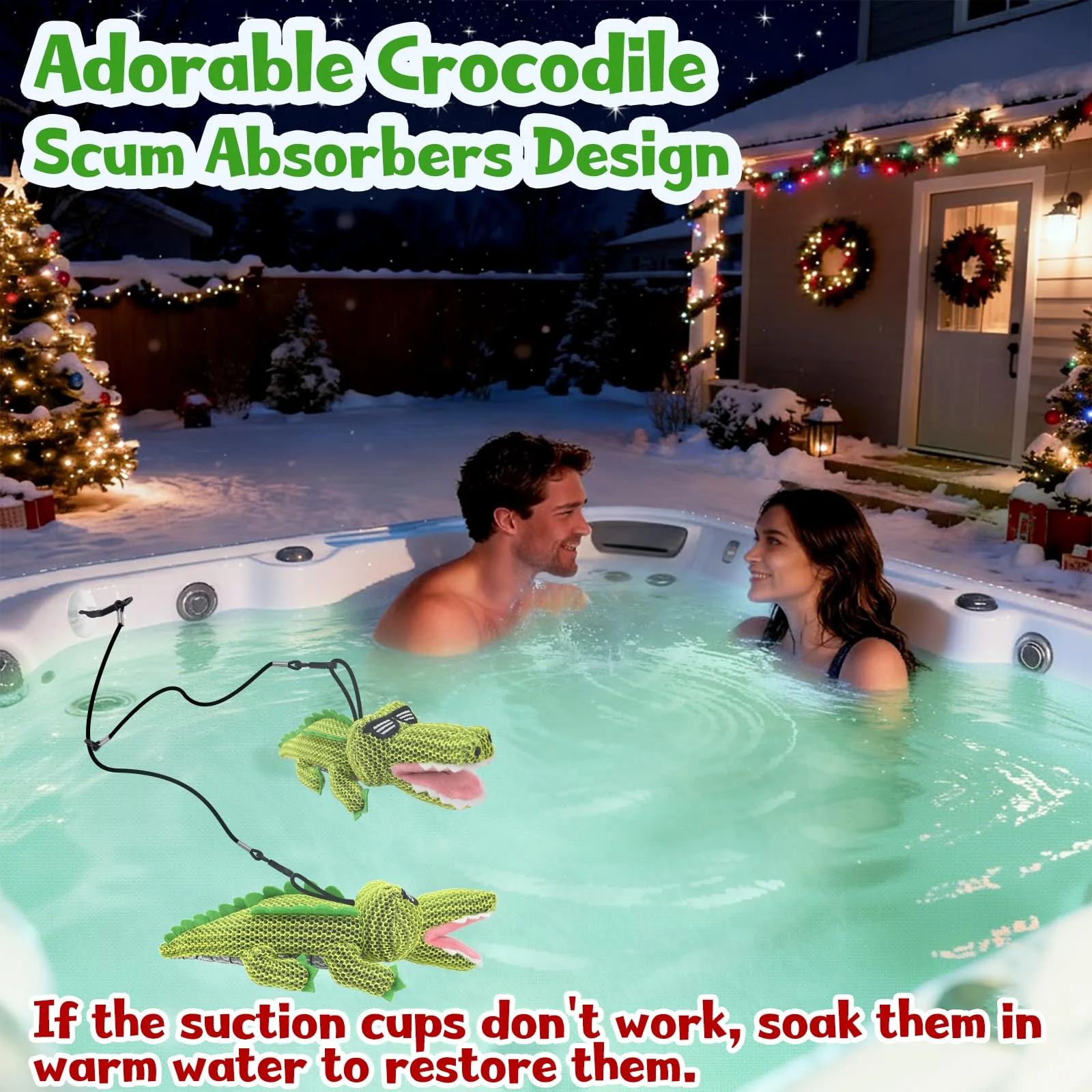 ZYIDBNG Crocodile Hot Tub Scum Absorber Reusable Washable Hot Tub Sponge Scum Absorber for Spa Hot Tub Oil Scum Absorber Hot Tub Accessories for Adults (2 Pack, Crocodile) - Image 6