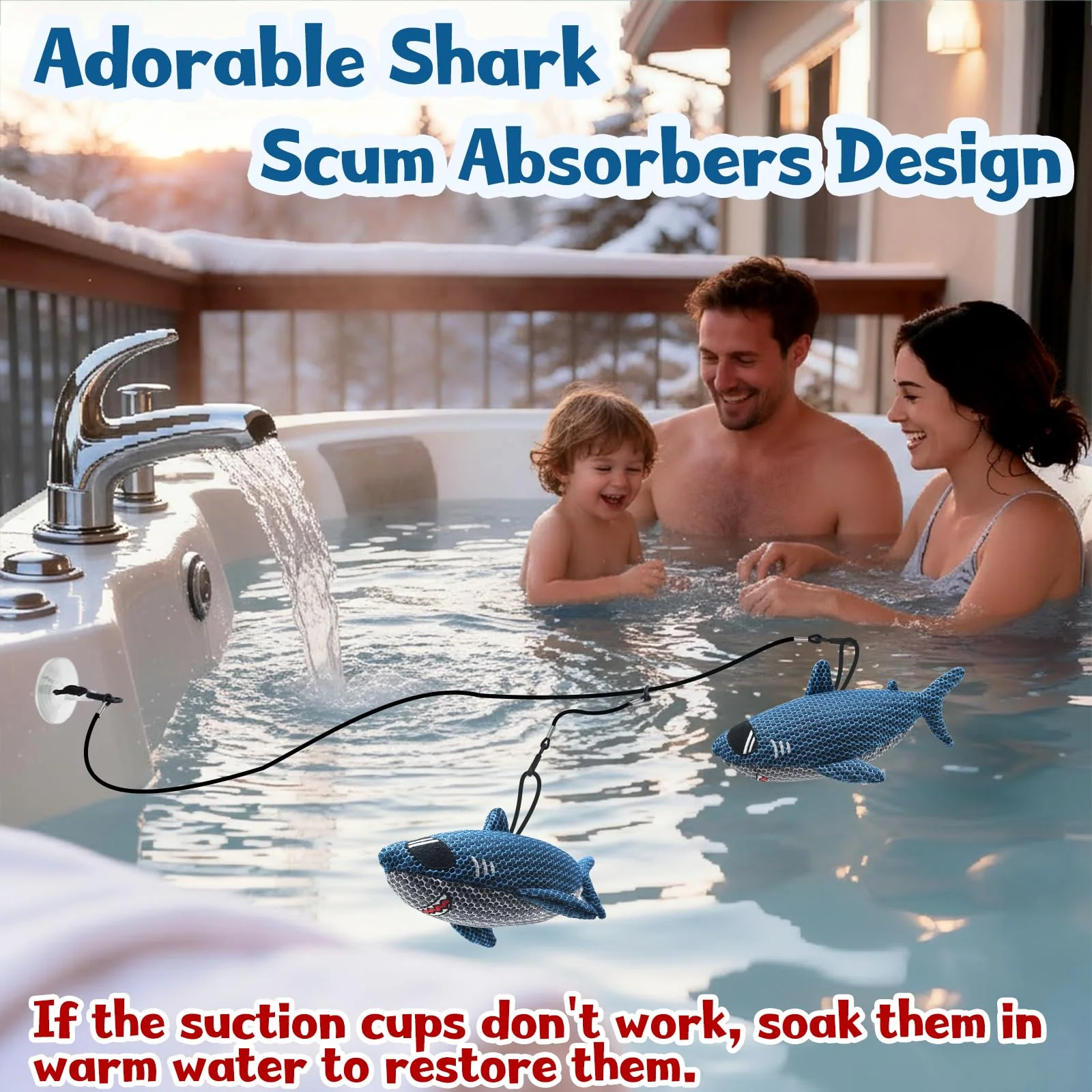 ZYIDBNG Shark Hot Tub Scum Absorber Reusable Washable Hot Tub Sponge Scum Absorber for Spa Hot Tub Oil Scum Absorber Spa Accessories for Adults (2 Pack, Shark) - Image 6