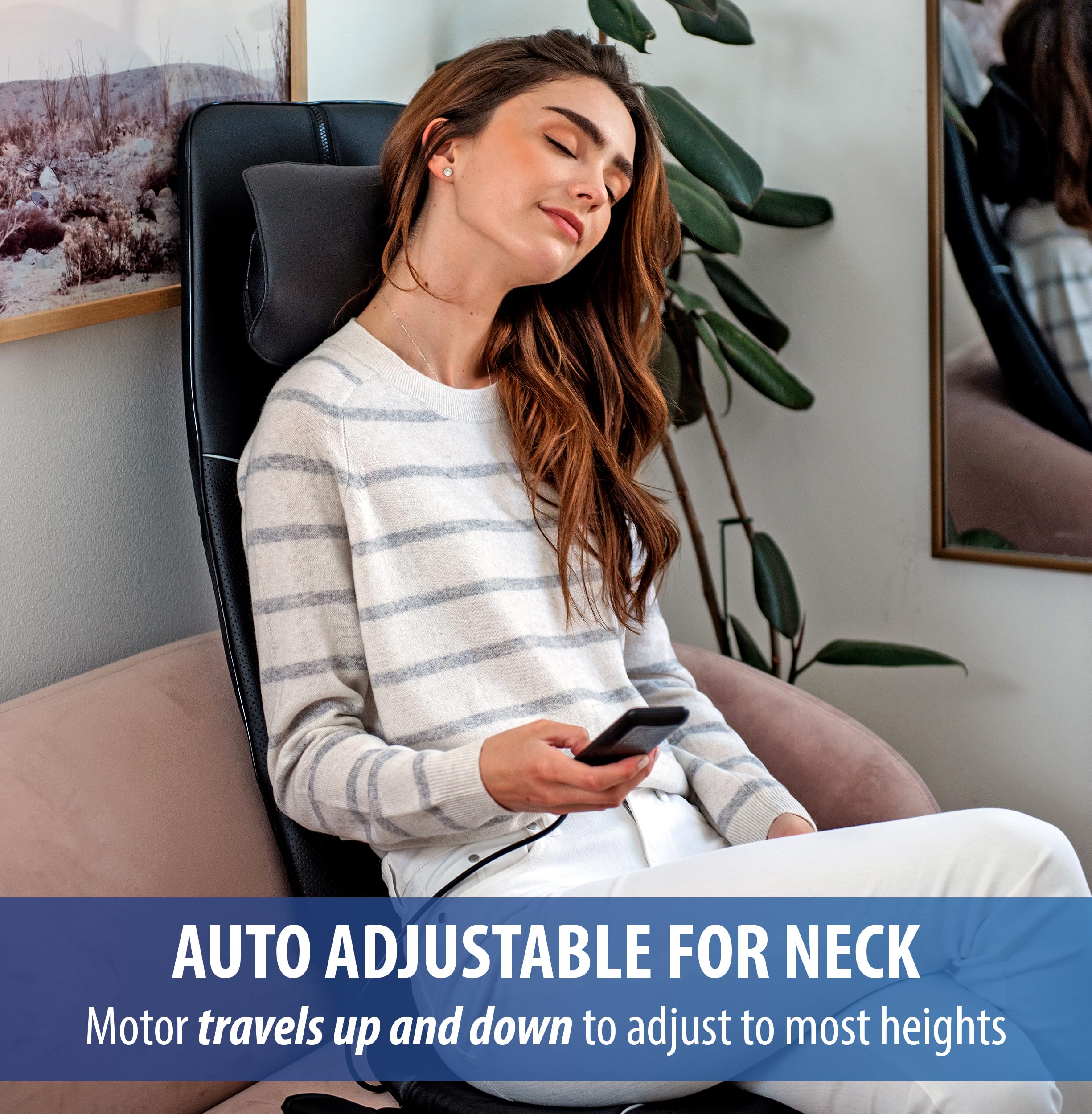 Zyllion Shiatsu Neck and Back Massager - 3D Kneading Deep Tissue Full Body Electric Massage Chair Seat Cushion Pad with Heat and Vibration for Muscle Pain Relief, Home and Office - Black (ZMA-33B) - Image 4