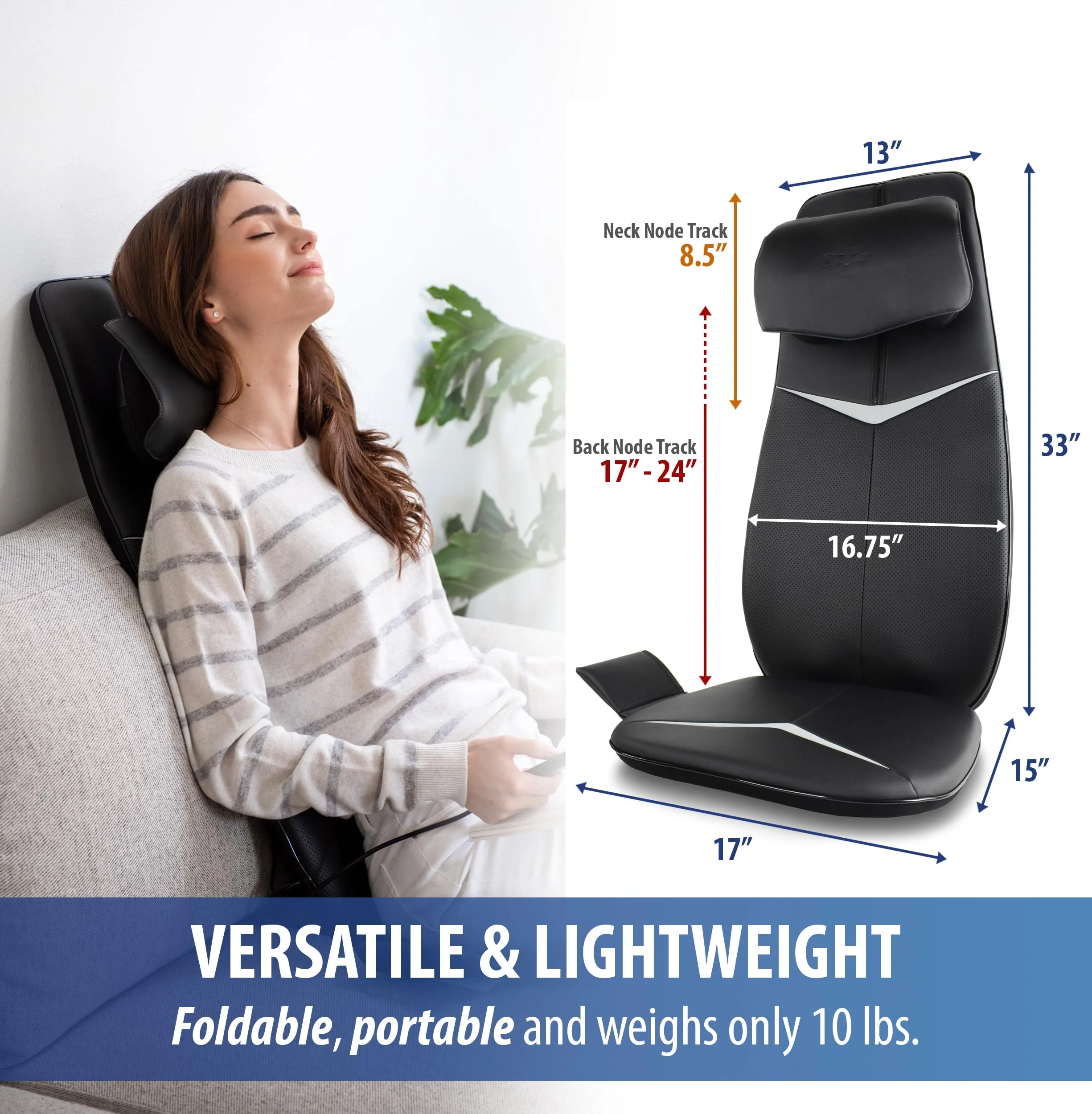 Zyllion Shiatsu Neck and Back Massager - 3D Kneading Deep Tissue Full Body Electric Massage Chair Seat Cushion Pad with Heat and Vibration for Muscle Pain Relief, Home and Office - Black (ZMA-33B) - Image 7