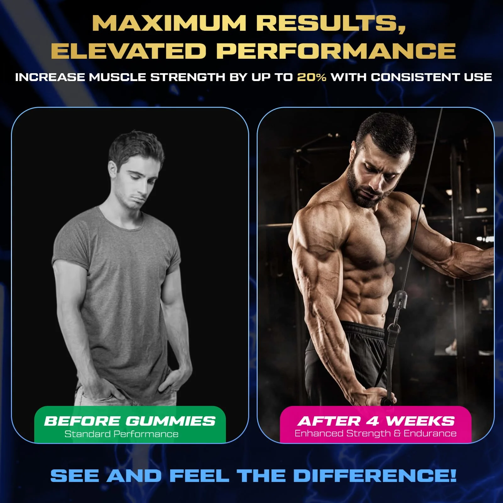 ZyterX Creatine Monohydrate Gummies for Men & Women, 9000MG Creatine Gummies Sugar Free with L-Taurine, BCAA 2:1, B12 B6 for Boost Strength, Focus & Endurance, Vegan, Non-GMO, Blueberry 120pcs - Image 6