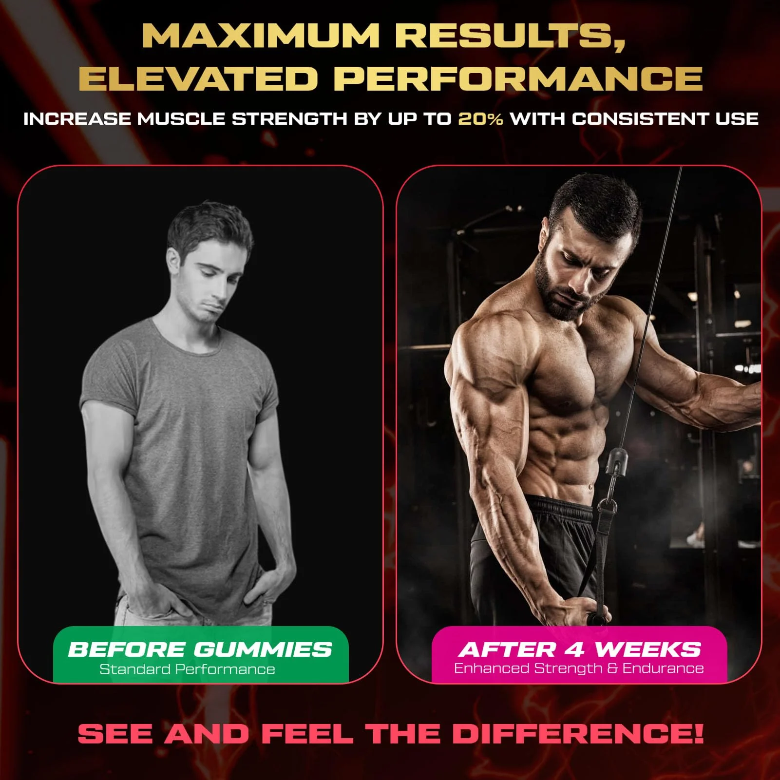 ZyterX Creatine Monohydrate Gummies for Men & Women, 9000MG Creatine Gummies Sugar Free with L-Taurine, BCAA 2:1, B12 B6 for Boost Strength, Focus & Endurance, Vegan, Non-GMO, Strawberry, 120pcs - Image 6