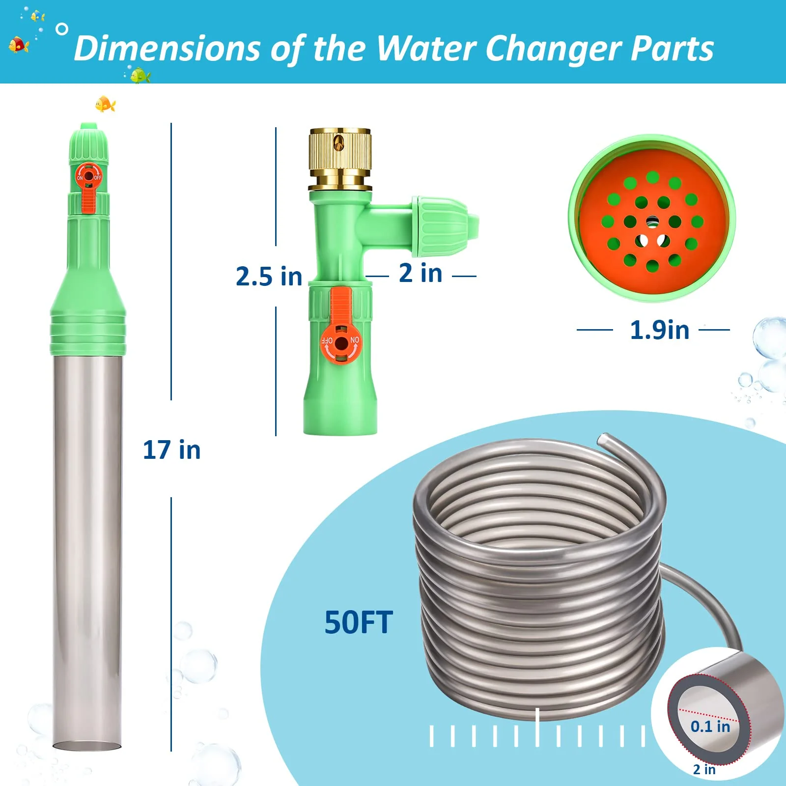 ZZM Fish Tank Cleaning Tools, Aquarium Water Changer Kit, Siphon Fish Tank Vacuum Gravel Cleaner, Universal Water Pump Accessories for Aquarium Quick Water Change (30ft) - Image 2